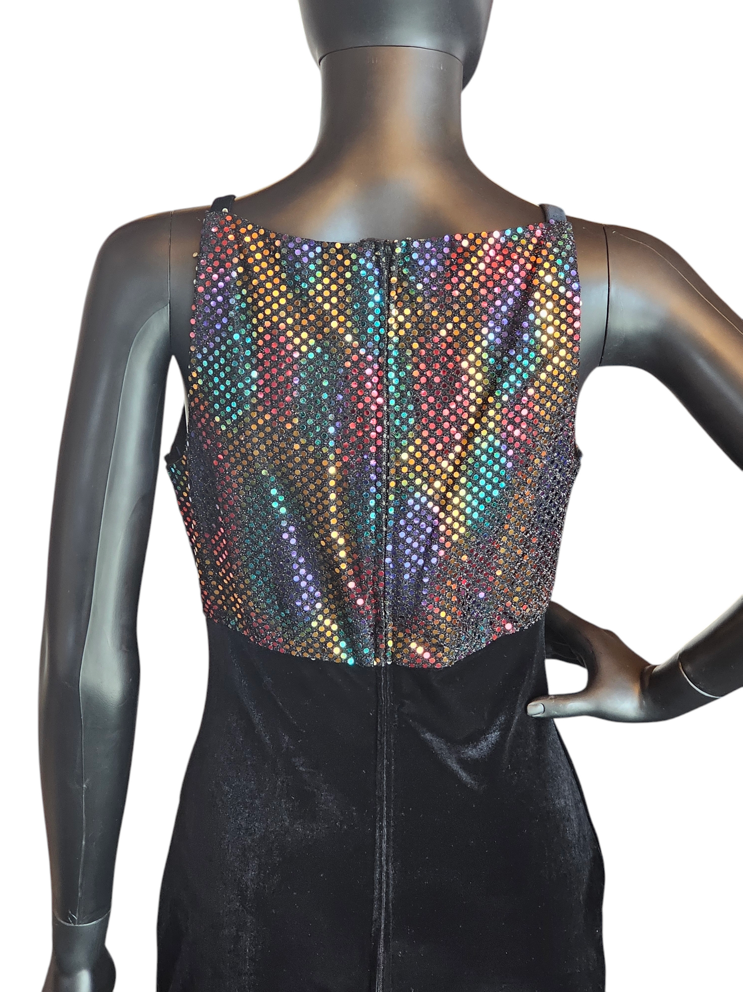 Black Velvet Square Neck Iridescent Formal Dress - Vintage 90's - Jump Apparel