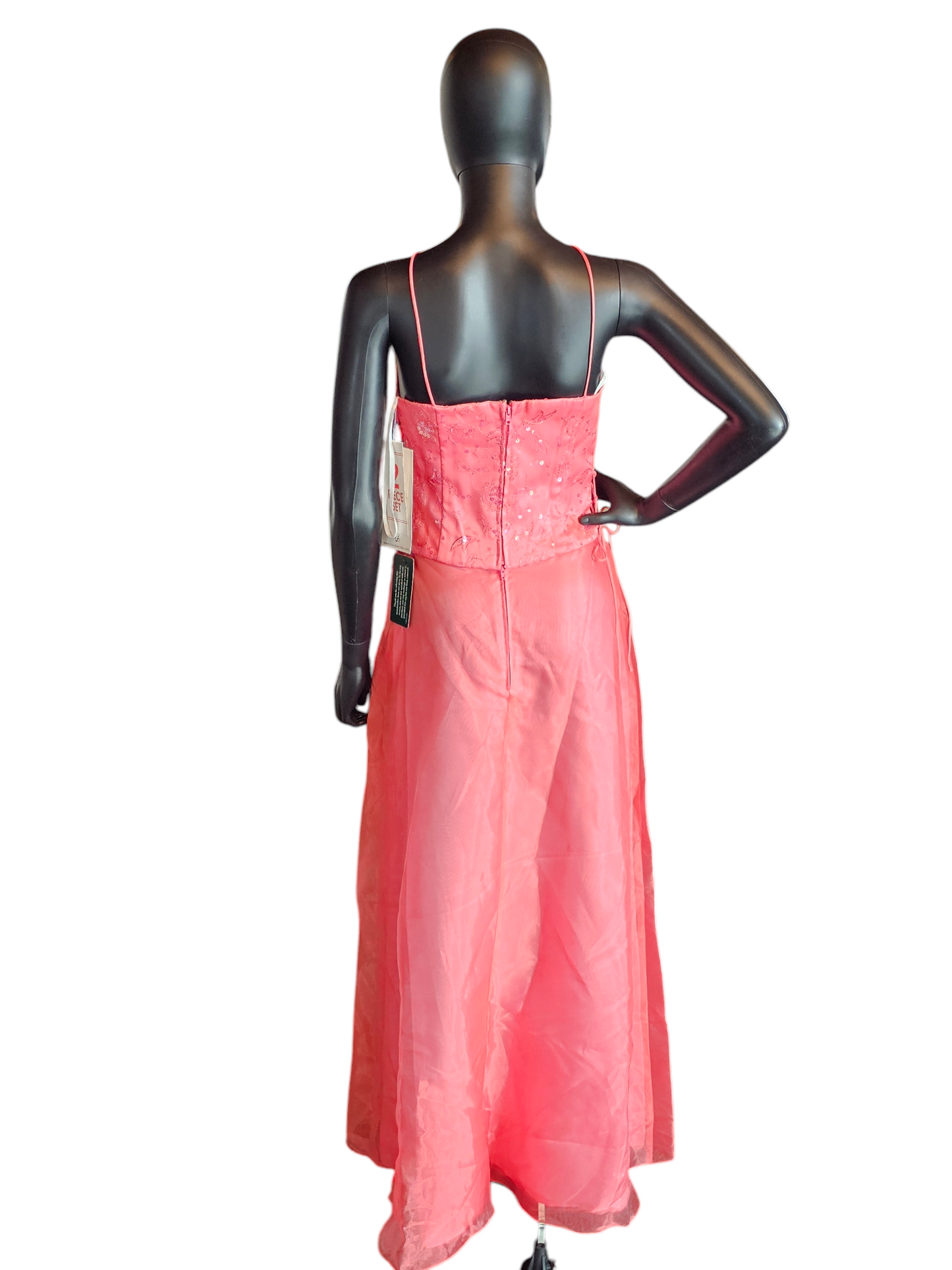 Peach Shimmer 2-Piece Halter Formal Dress - Vintage Blondie Nites NWT