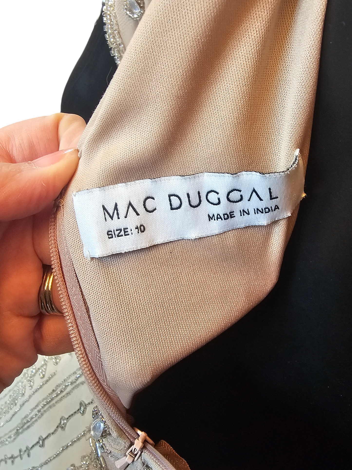 Camel Beaded Mid-Calf - Mac Duggal