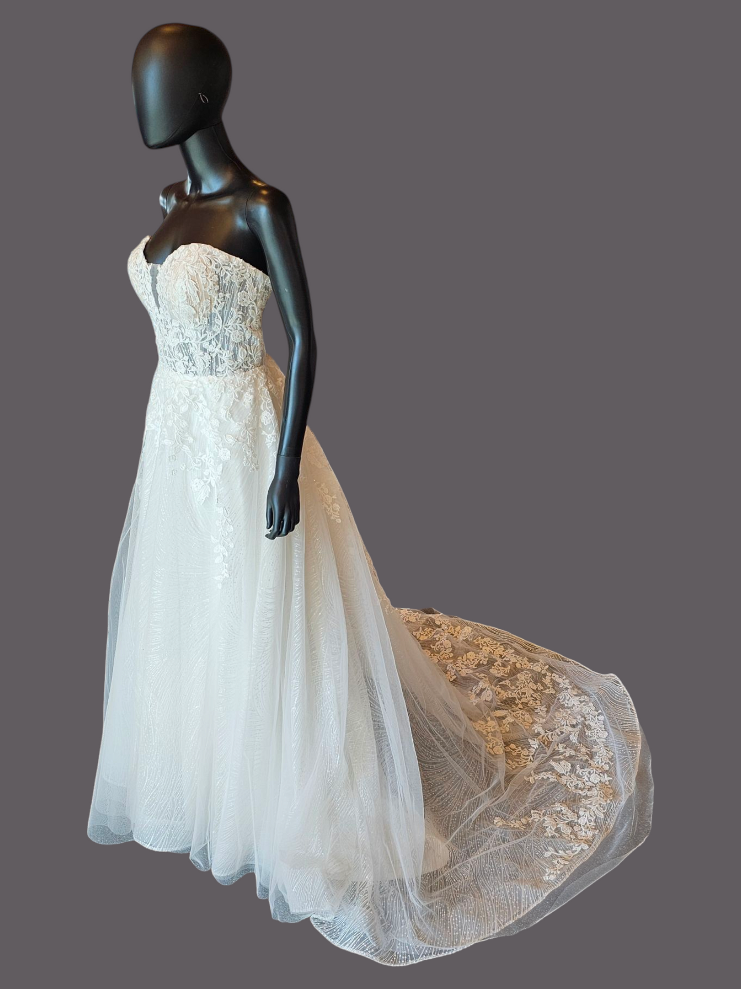 Lace/Sparkle Illusion Sweetheart Aline Wedding Gown - Private Label