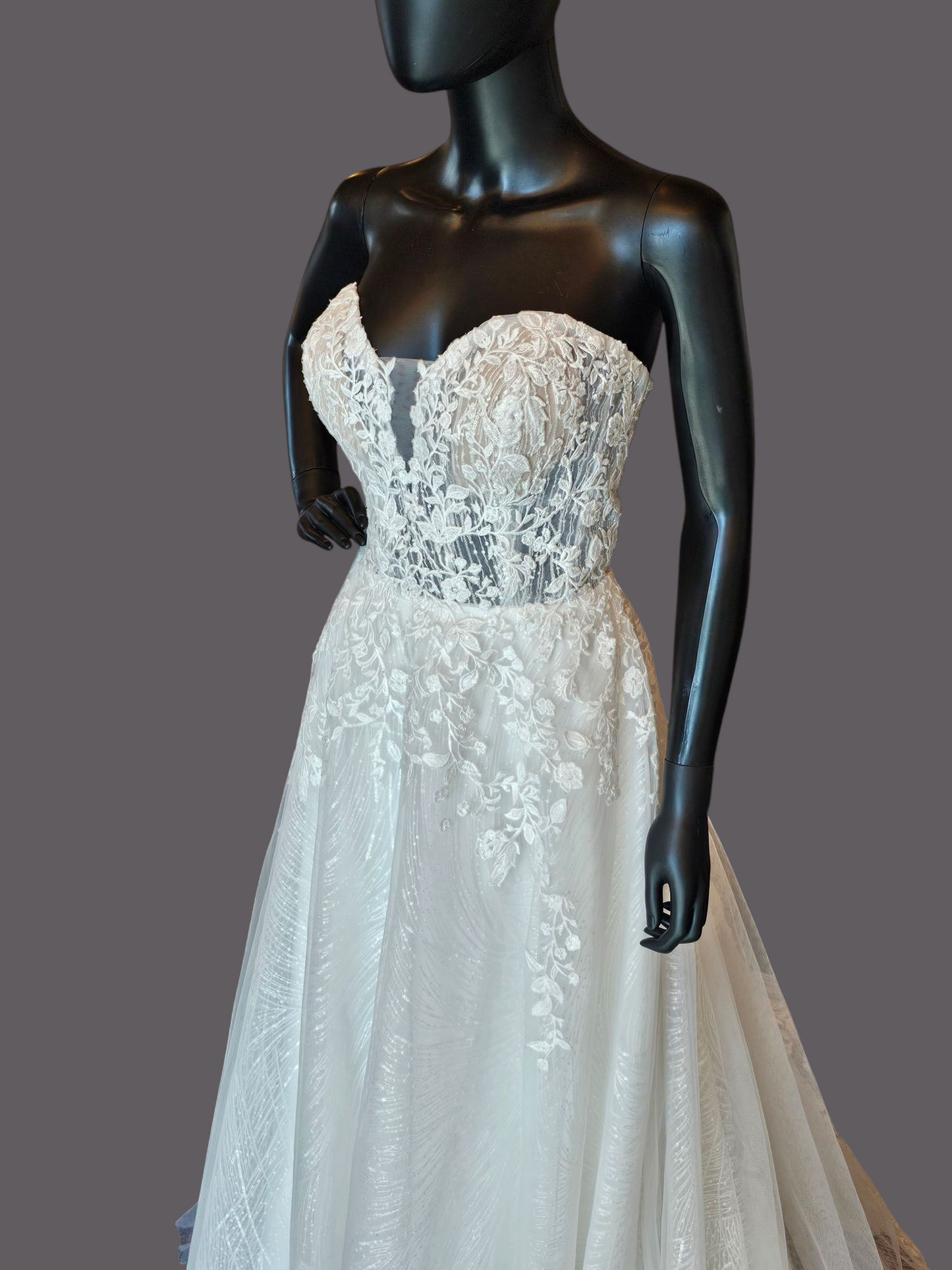Lace/Sparkle Illusion Sweetheart Aline Wedding Gown - Private Label