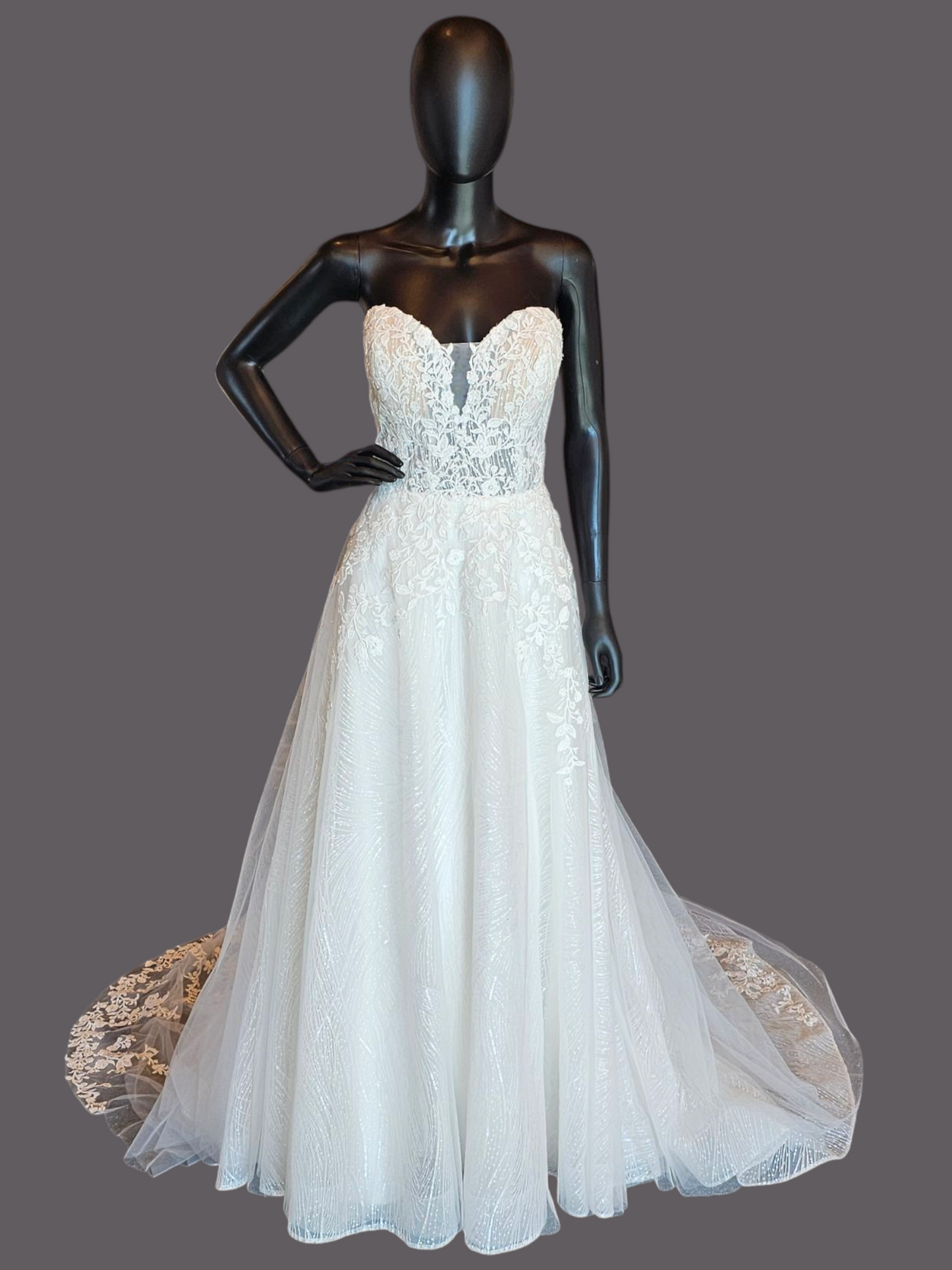 Lace/Sparkle Illusion Sweetheart Aline Wedding Gown - Private Label