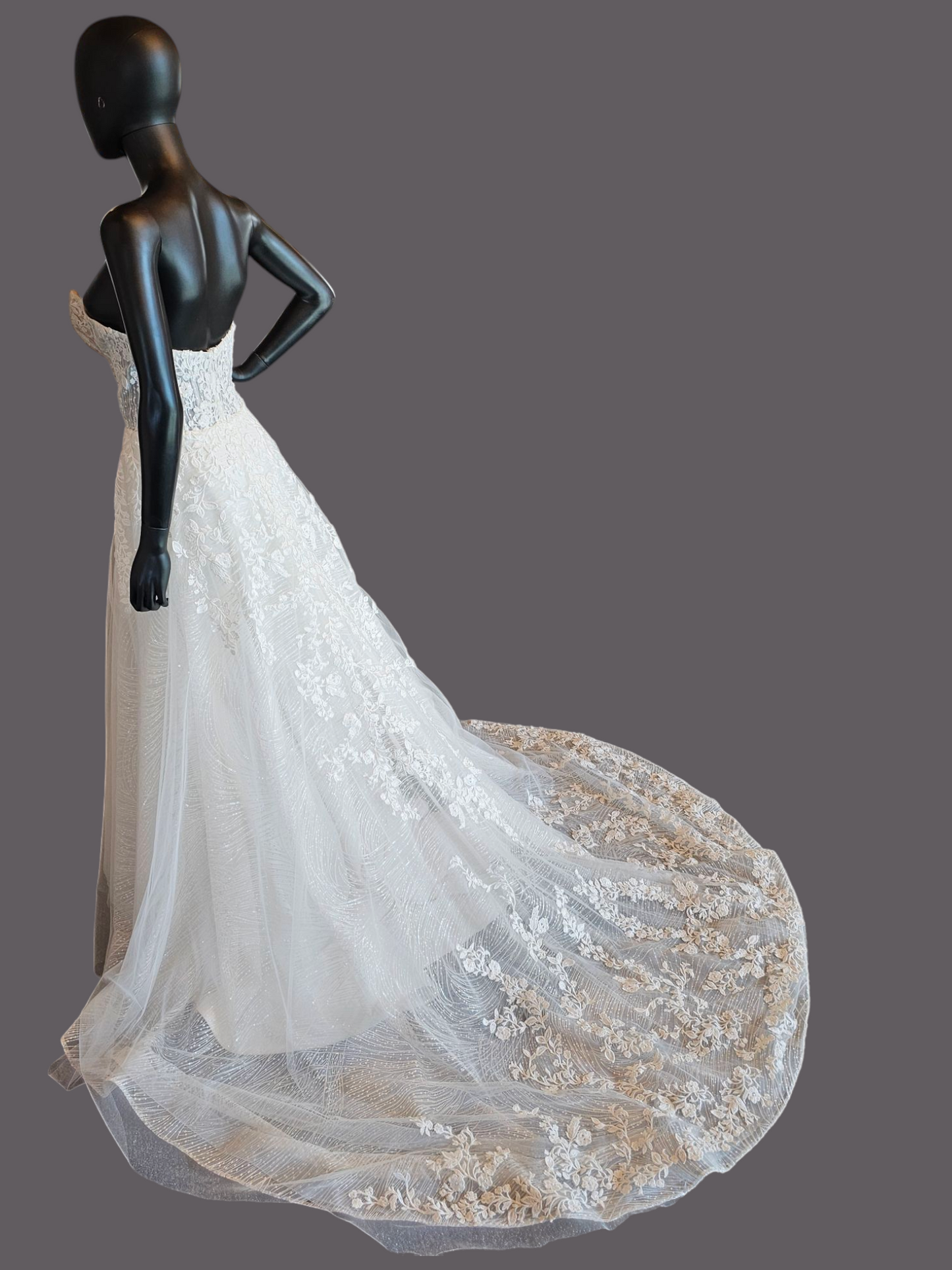 Lace/Sparkle Illusion Sweetheart Aline Wedding Gown - Private Label