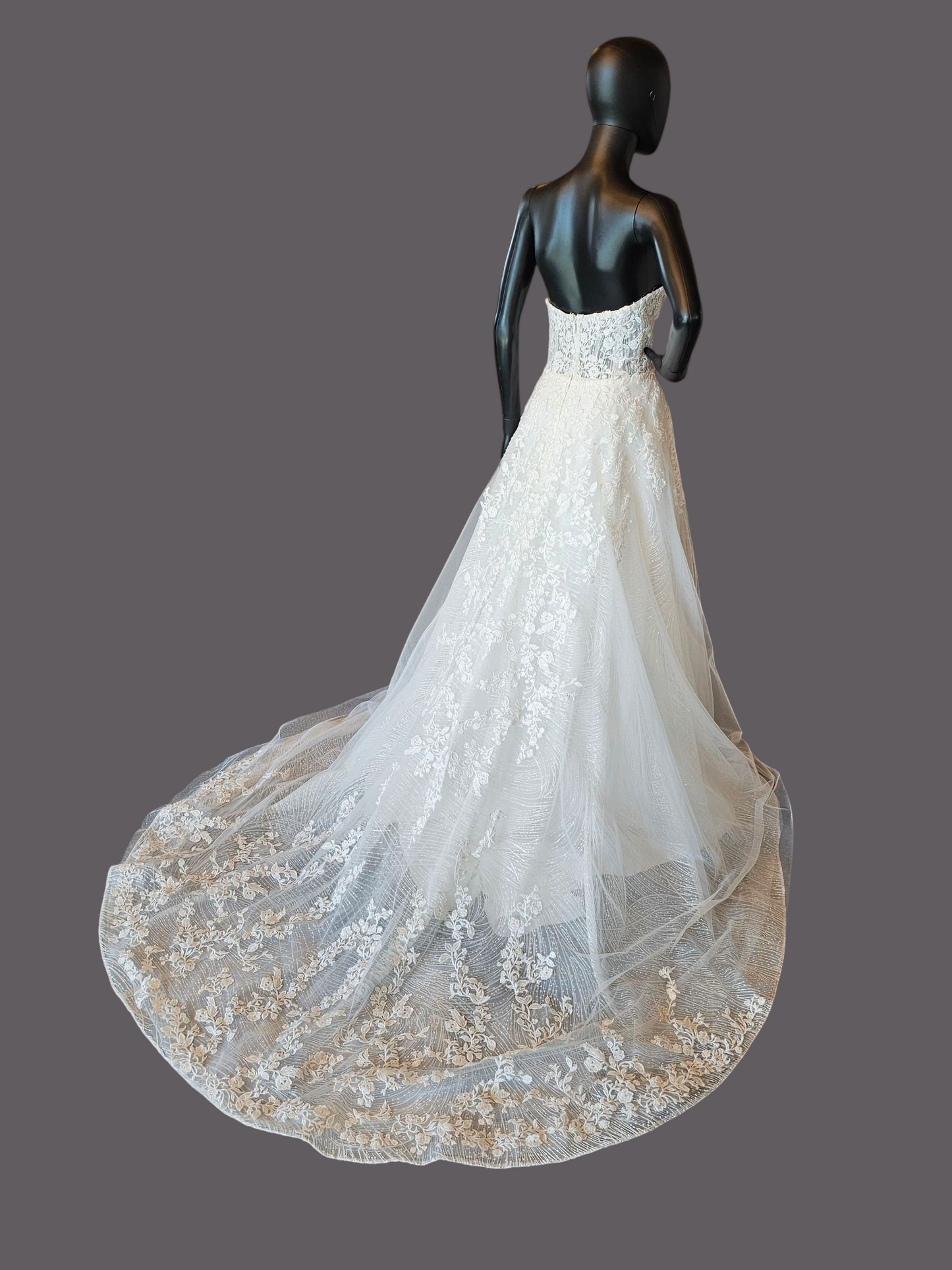 Lace/Sparkle Illusion Sweetheart Aline Wedding Gown - Private Label