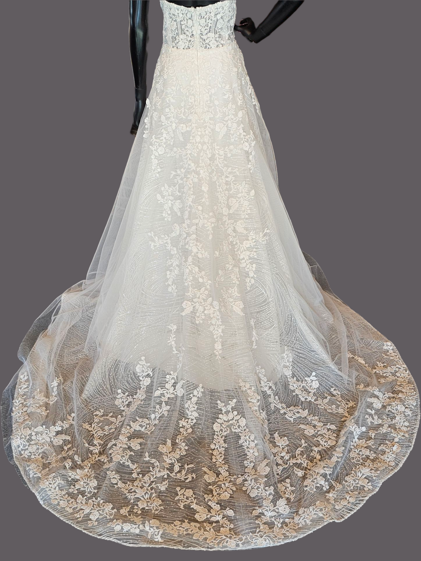 Lace/Sparkle Illusion Sweetheart Aline Wedding Gown - Private Label