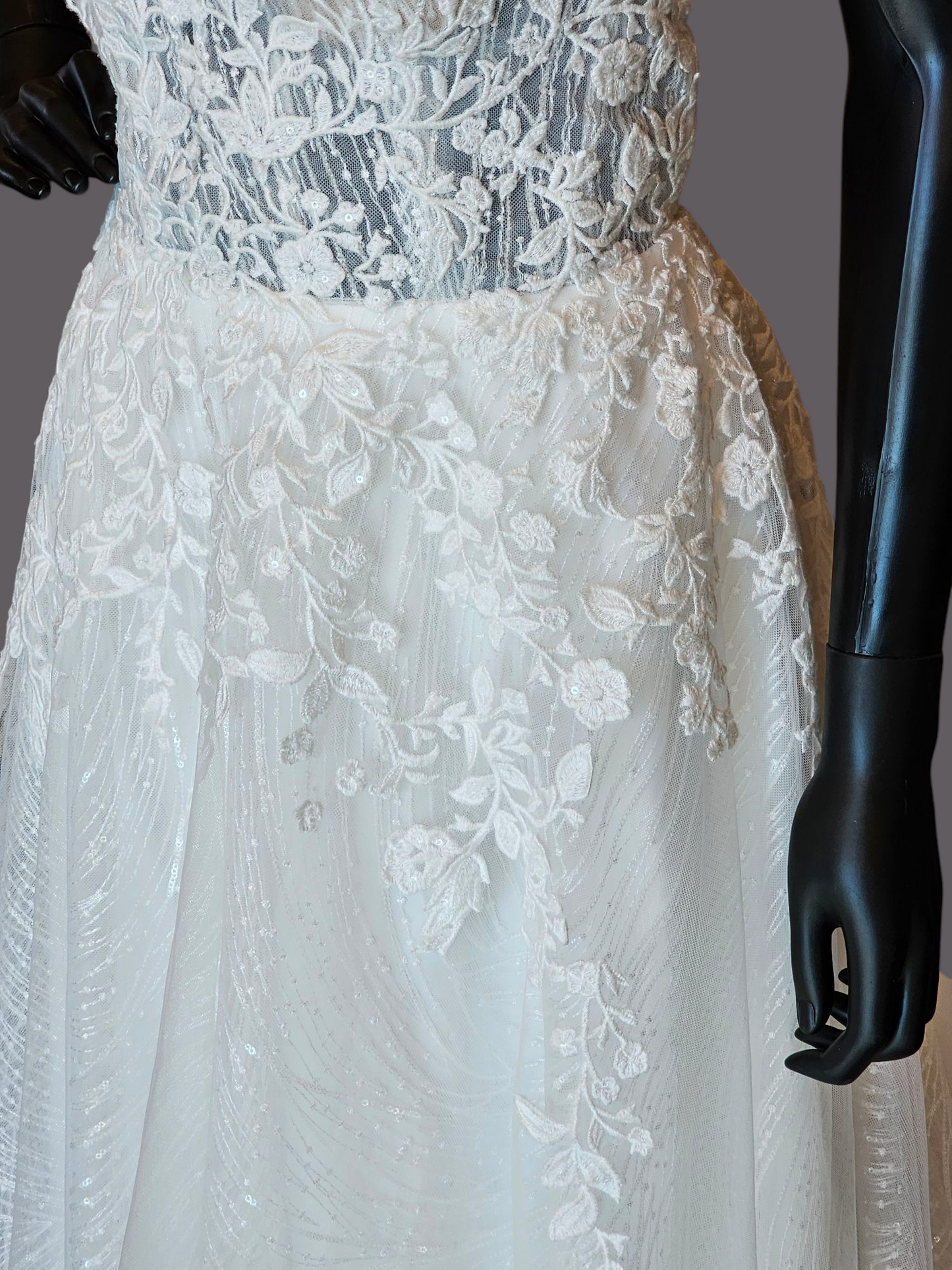 Lace/Sparkle Illusion Sweetheart Aline Wedding Gown - Private Label