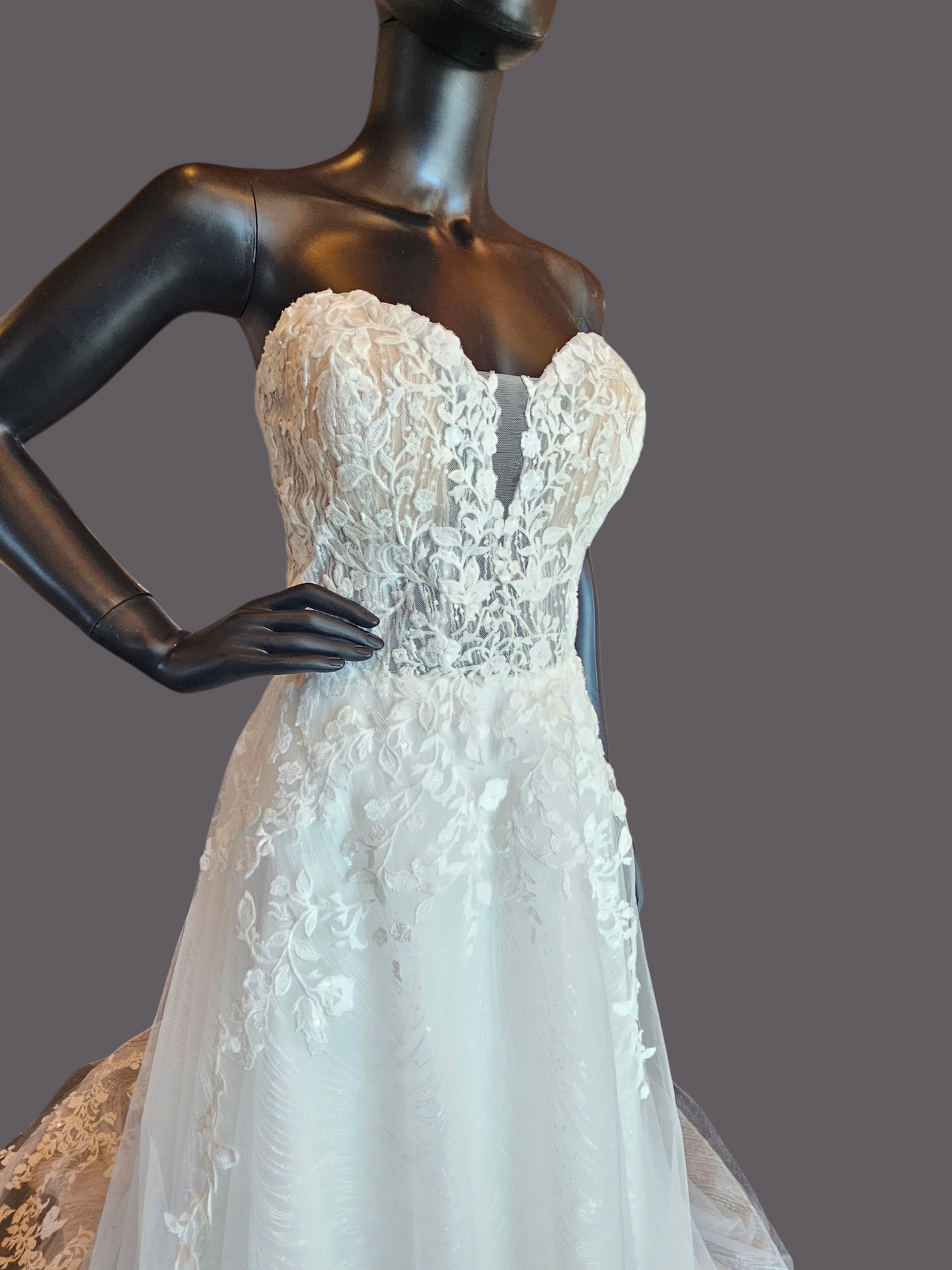 Lace/Sparkle Illusion Sweetheart Aline Wedding Gown - Private Label