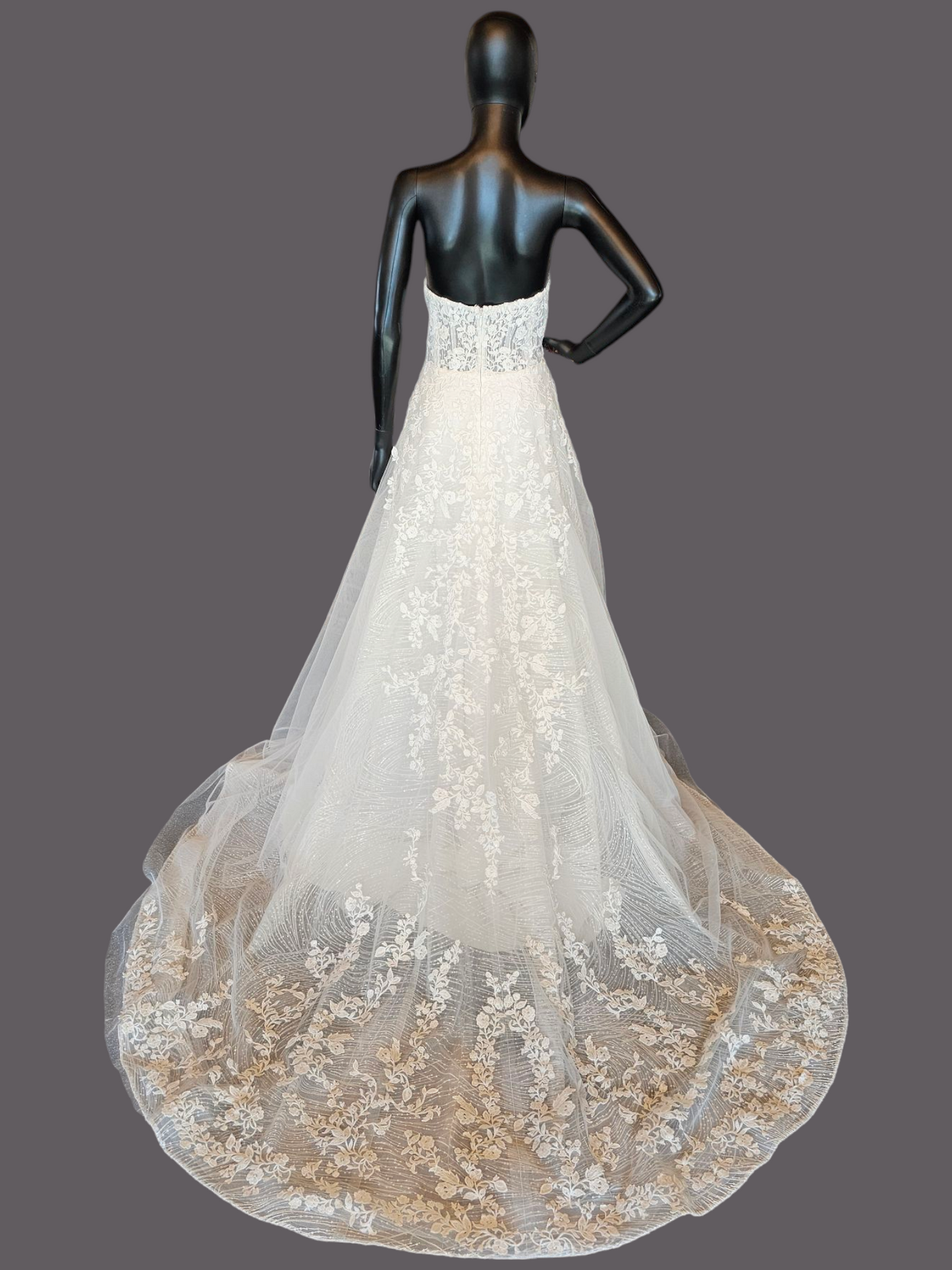 Lace/Sparkle Illusion Sweetheart Aline Wedding Gown - Private Label