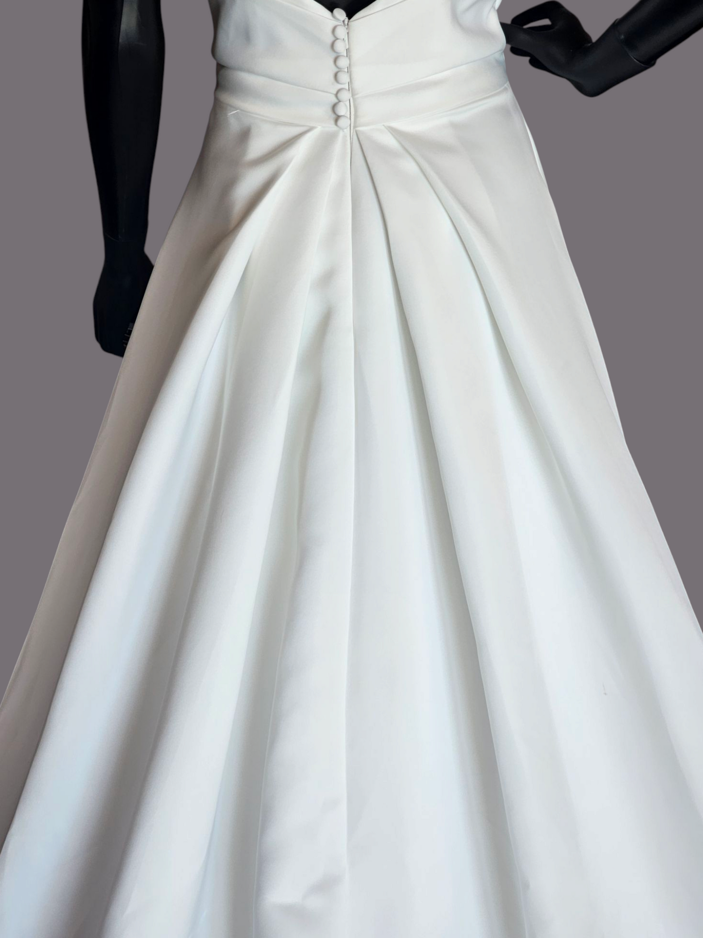 Minimalist A-Line Ivory Satin Spaghetti Strap Wedding Gown