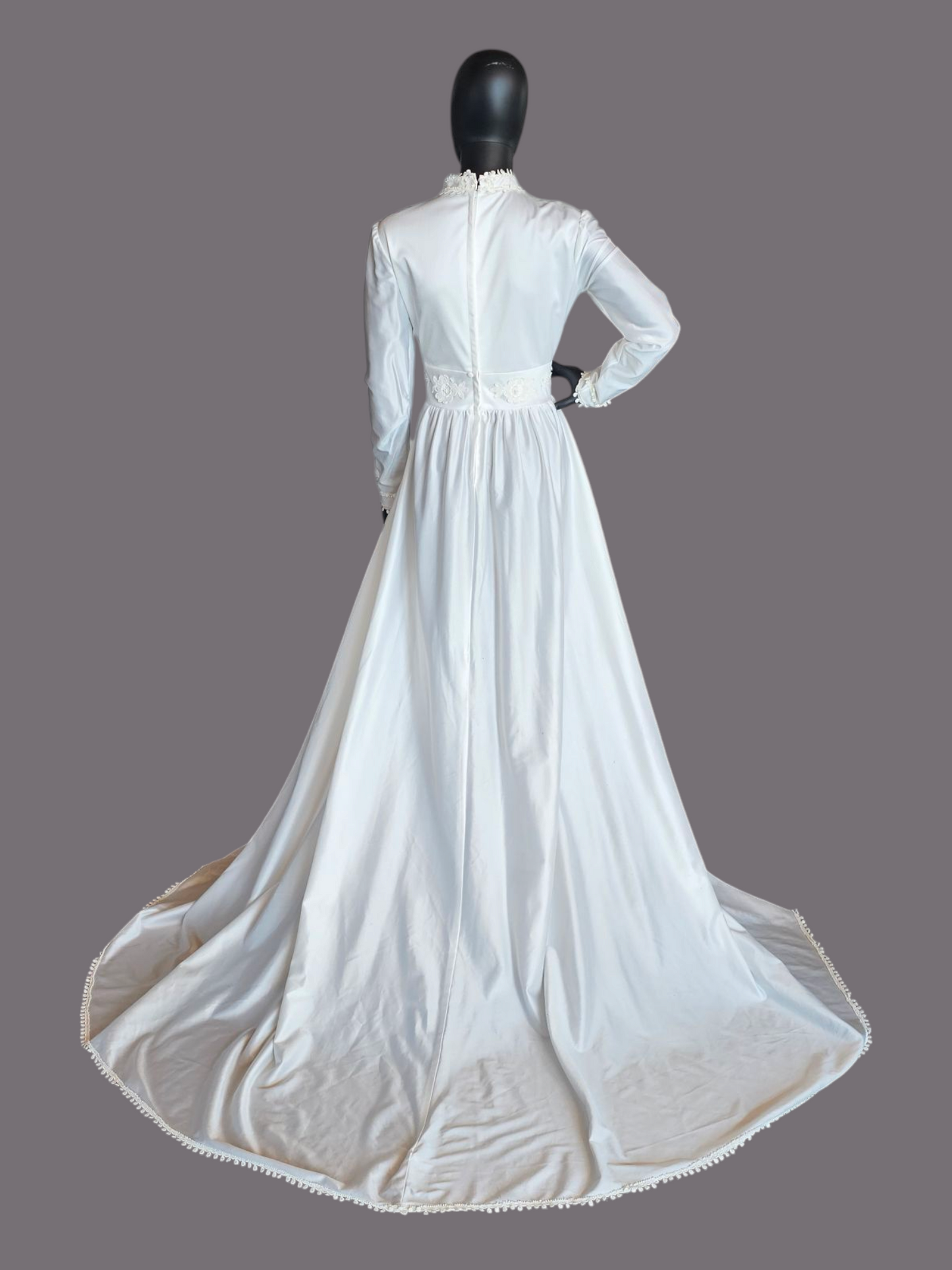 Vintage 70's White Long Sleeve Wedding Gown