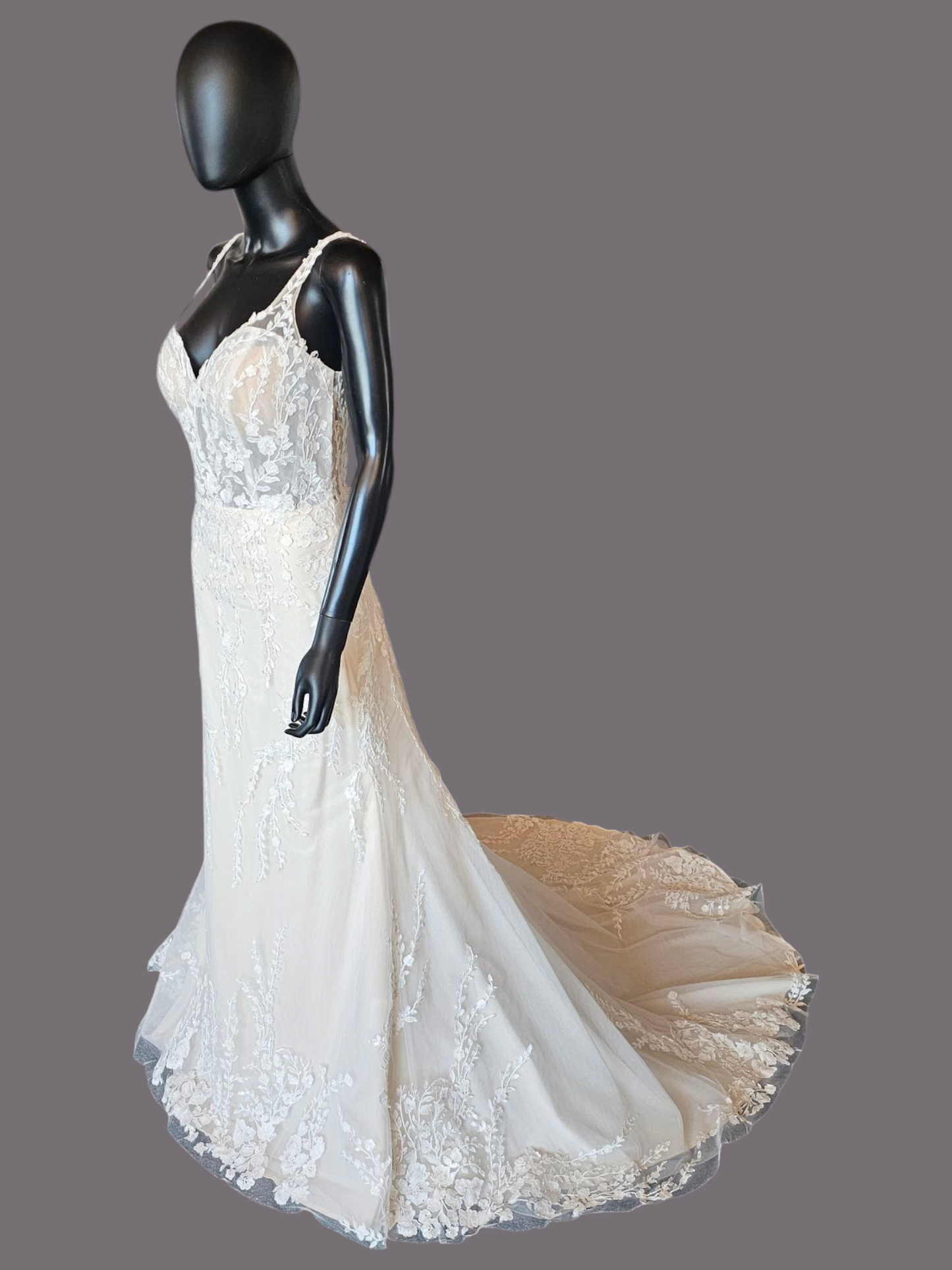 Blush Illusion Bodice Fit and Flare Scoop Back Wedding Gown - Stella Couture