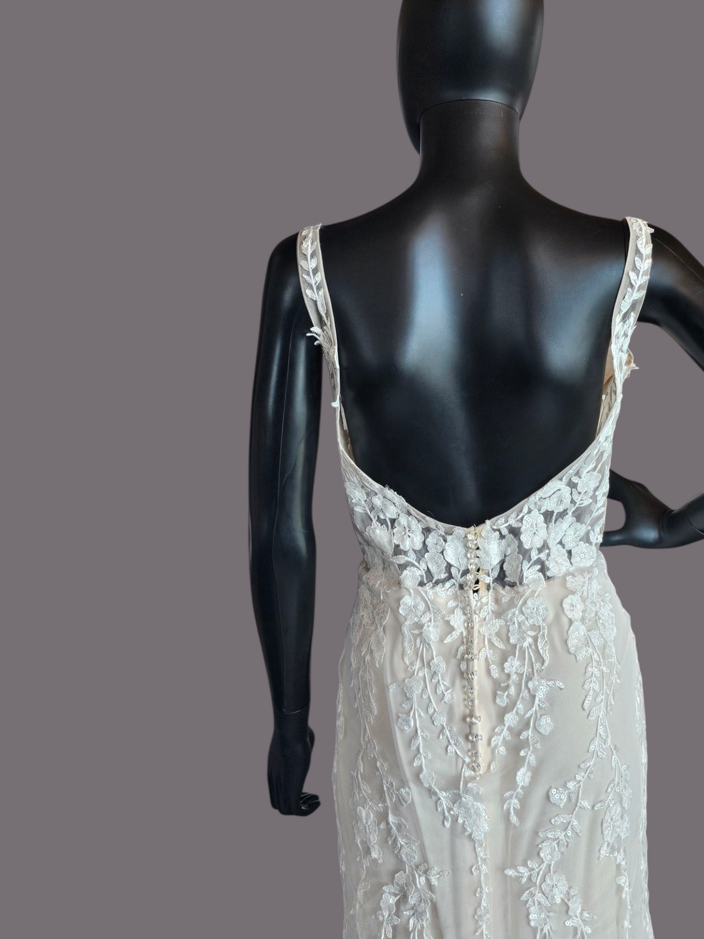 Blush Illusion Bodice Fit and Flare Scoop Back Wedding Gown - Stella Couture