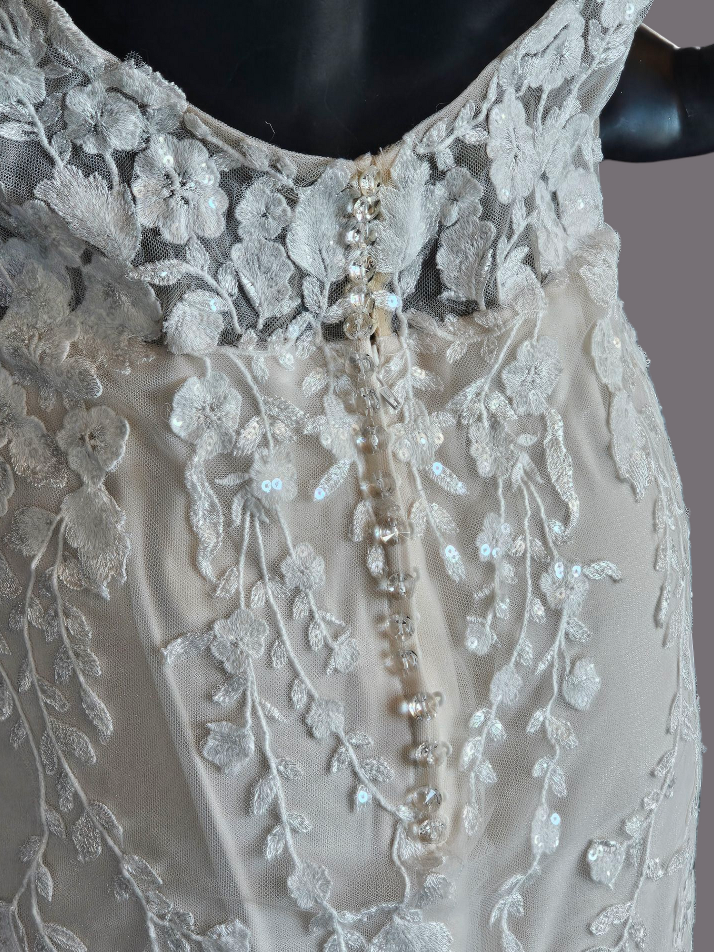 Blush Illusion Bodice Fit and Flare Scoop Back Wedding Gown - Stella Couture