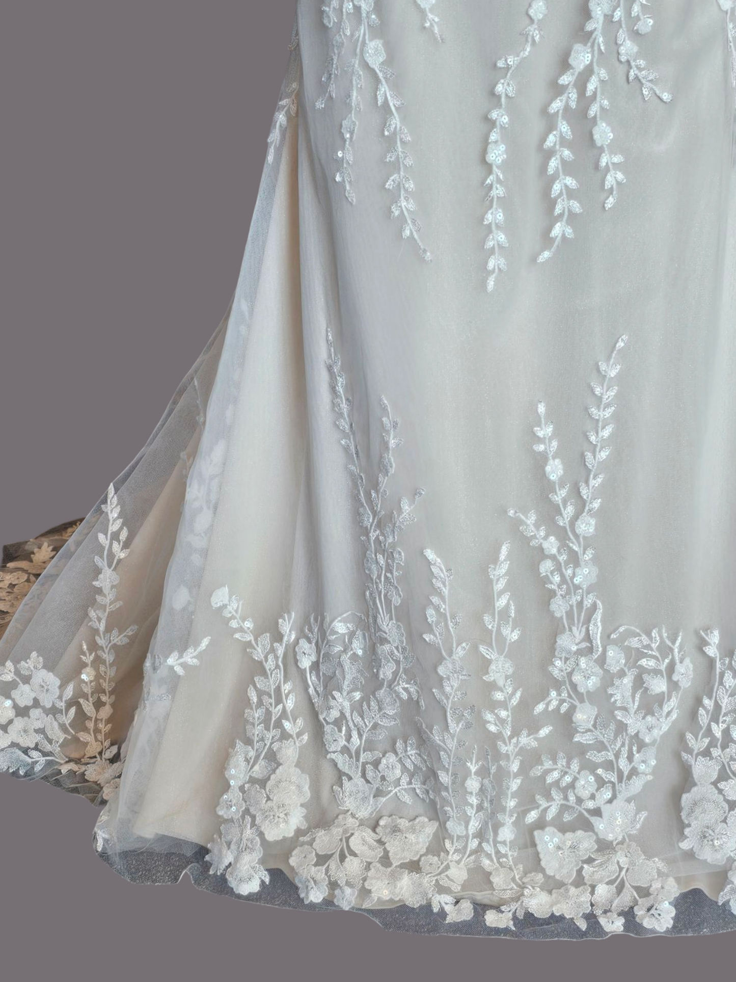 Blush Illusion Bodice Fit and Flare Scoop Back Wedding Gown - Stella Couture