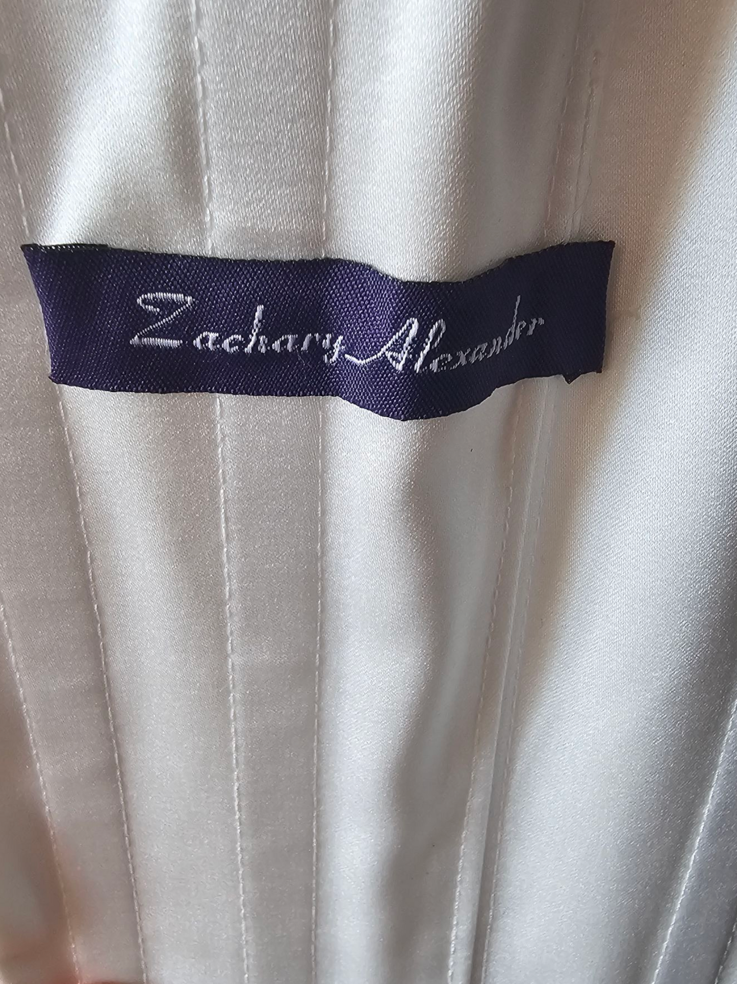 Zachary Alexander Jacquard Floral Fabric Tea Length Wedding Gown/Grooms Dinner