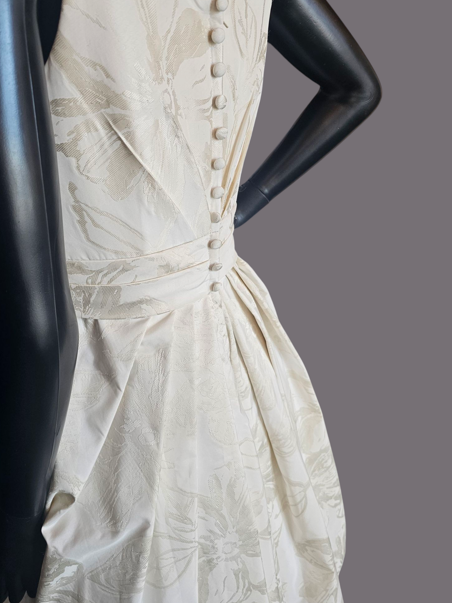 Zachary Alexander Jacquard Floral Fabric Tea Length Wedding Gown/Grooms Dinner