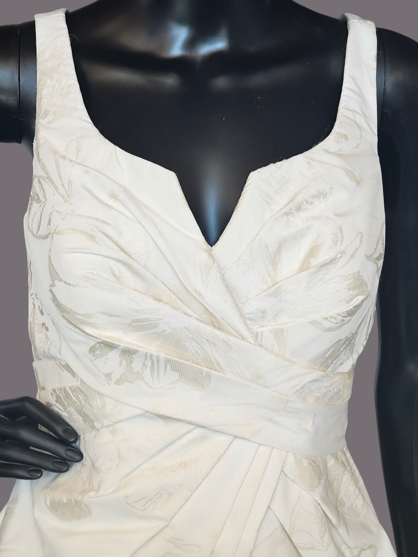 Zachary Alexander Jacquard Floral Fabric Tea Length Wedding Gown/Grooms Dinner