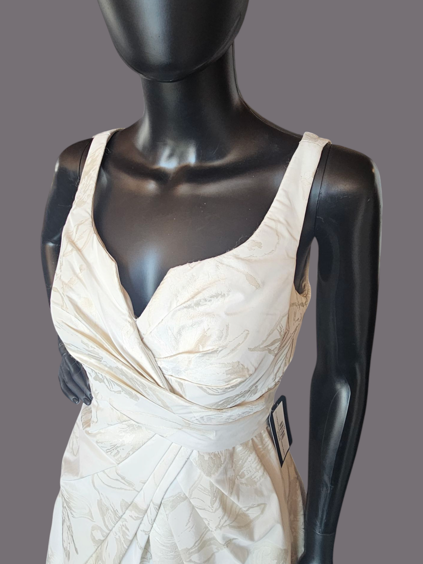 Zachary Alexander Jacquard Floral Fabric Tea Length Wedding Gown/Grooms Dinner