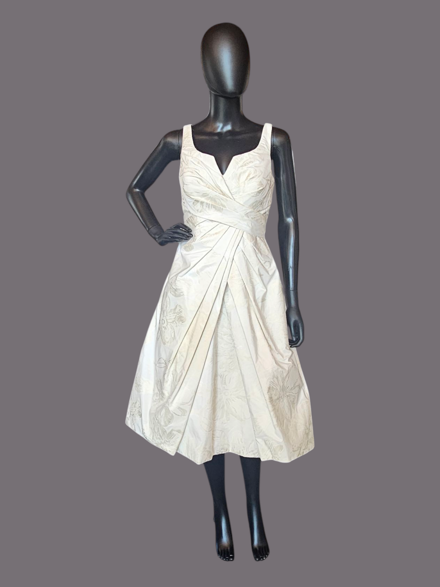 Zachary Alexander Jacquard Floral Fabric Tea Length Wedding Gown/Grooms Dinner