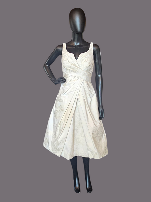 Zachary Alexander Jacquard Floral Fabric Tea Length Wedding Gown/Grooms Dinner