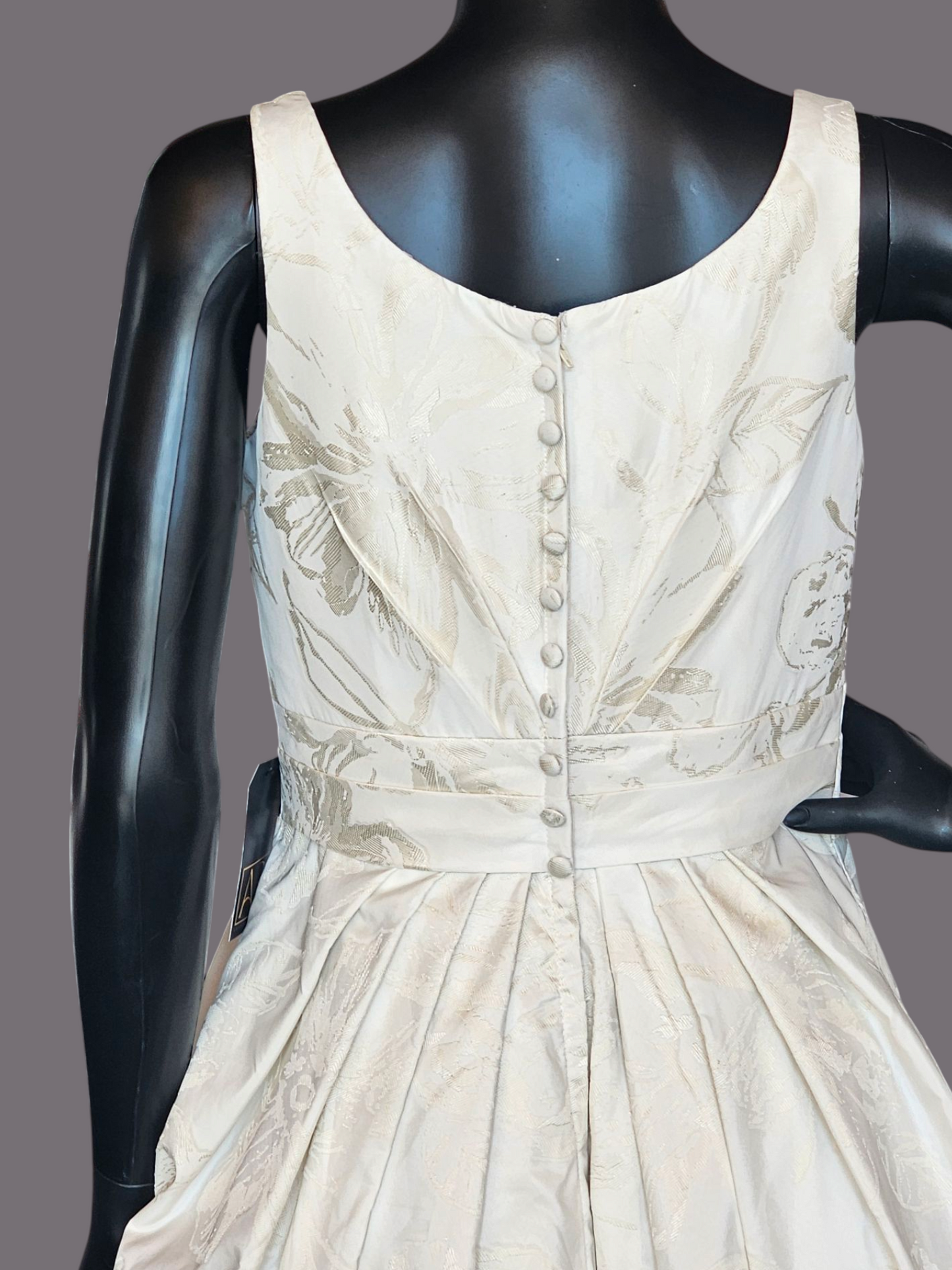 Zachary Alexander Jacquard Floral Fabric Tea Length Wedding Gown/Grooms Dinner