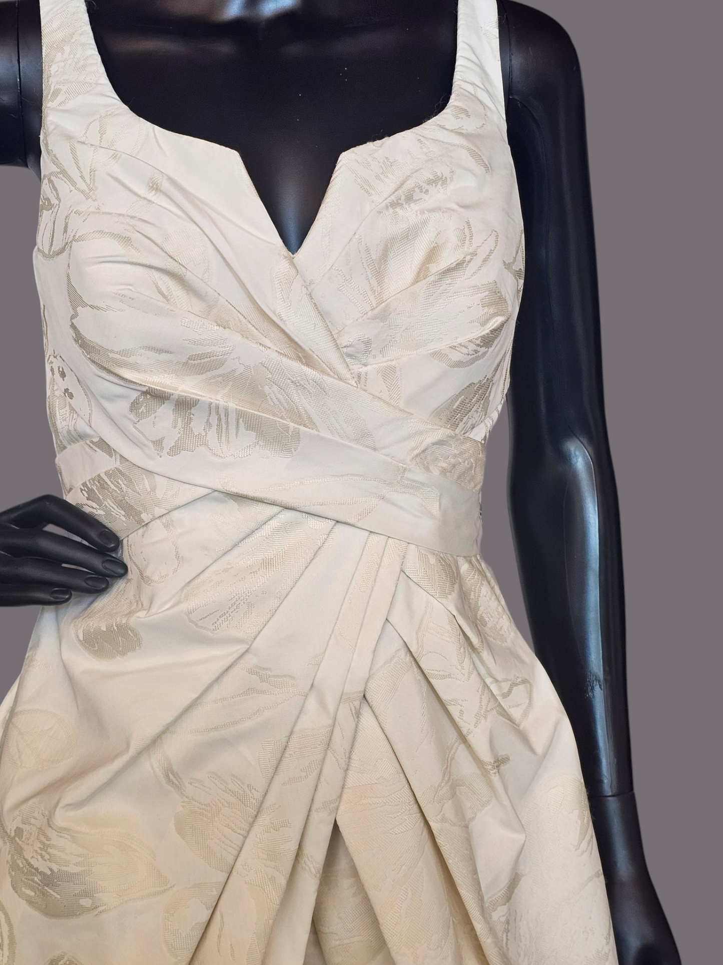 Zachary Alexander Jacquard Floral Fabric Tea Length Wedding Gown/Grooms Dinner