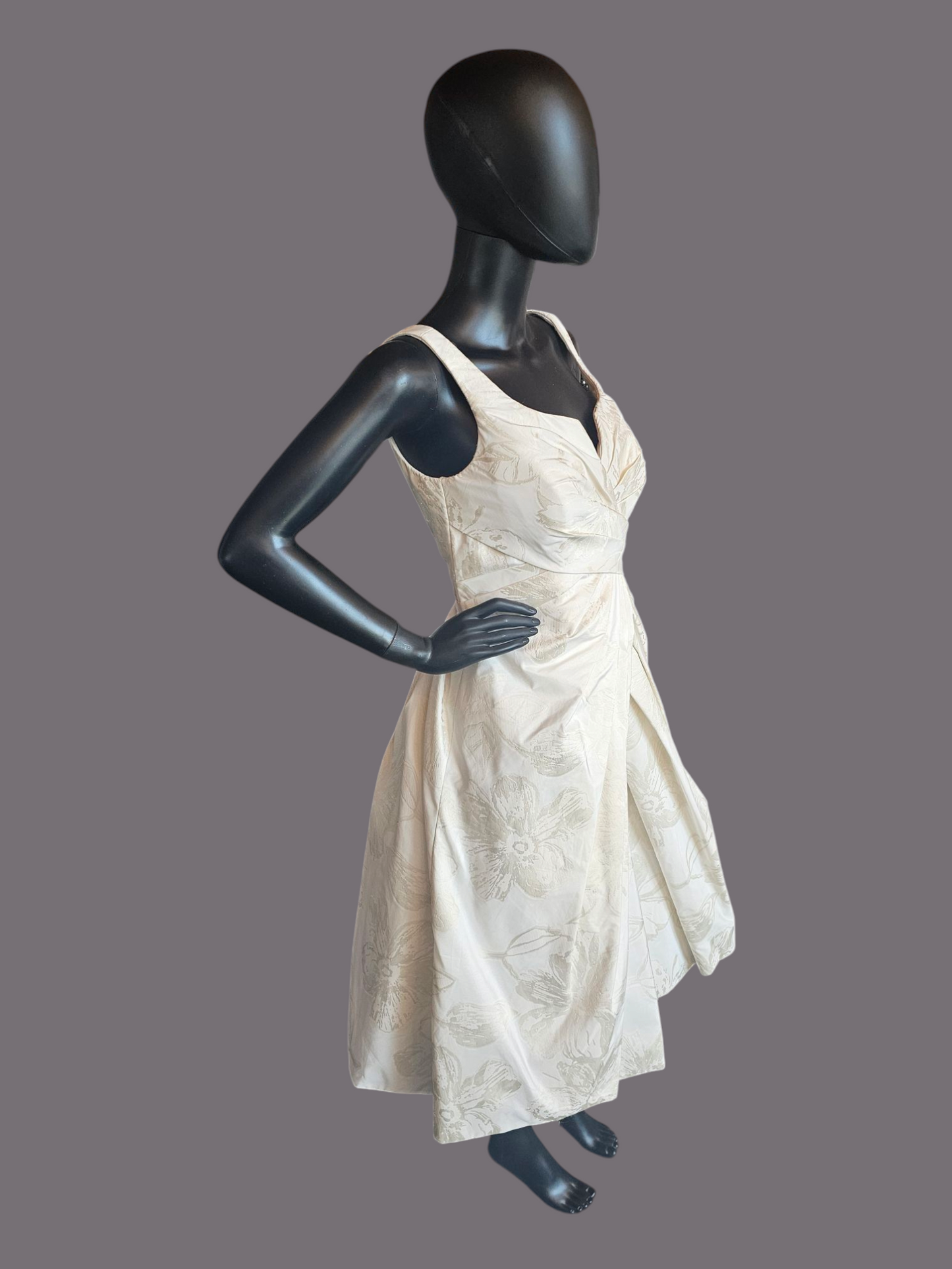 Zachary Alexander Jacquard Floral Fabric Tea Length Wedding Gown/Grooms Dinner