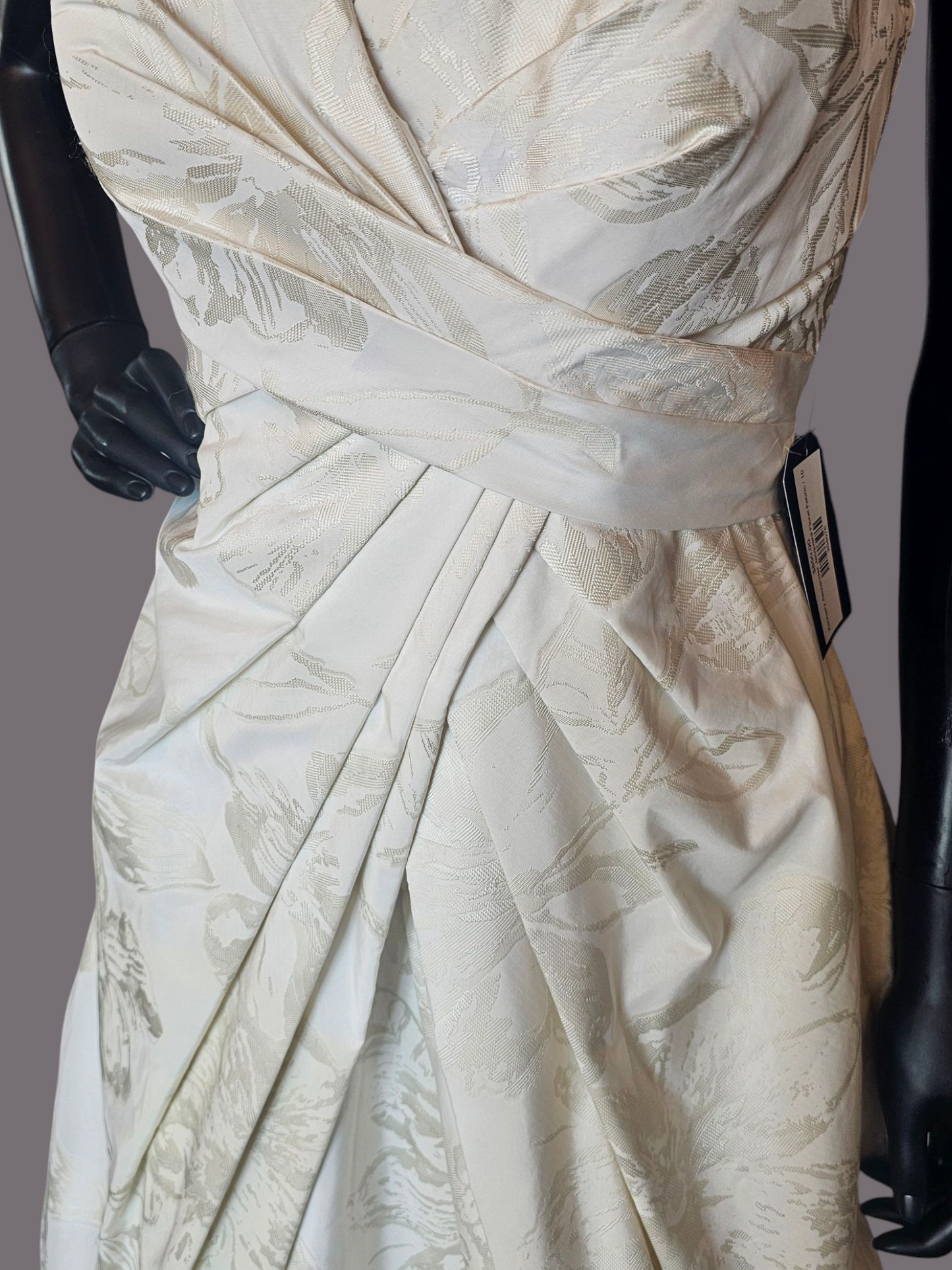 Zachary Alexander Jacquard Floral Fabric Tea Length Wedding Gown/Grooms Dinner