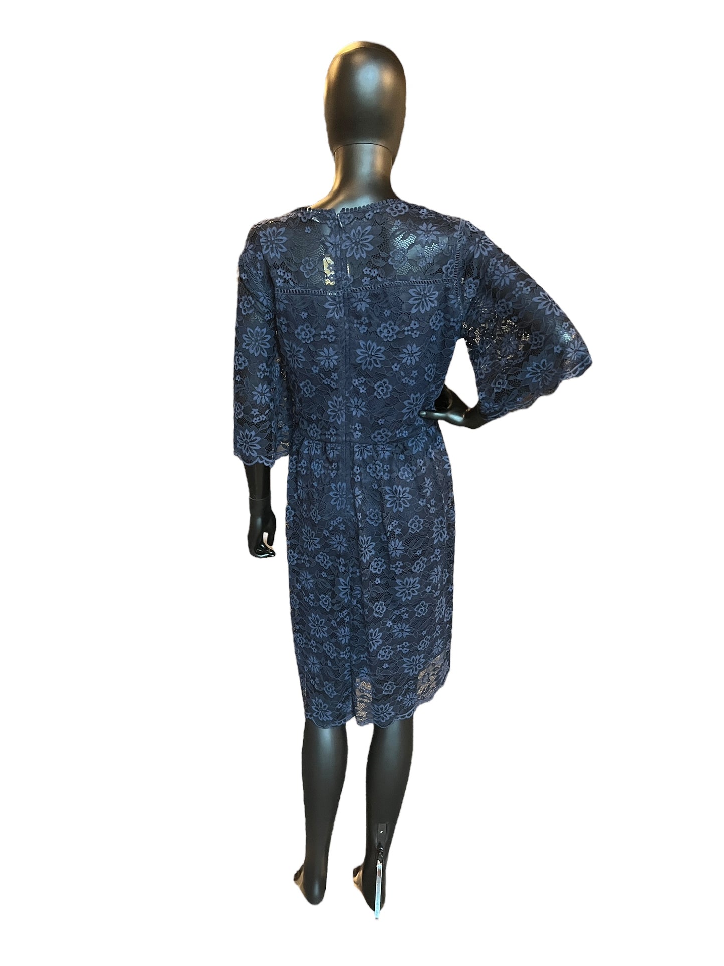 Navy Lace Cocktail Mid-Length Dress