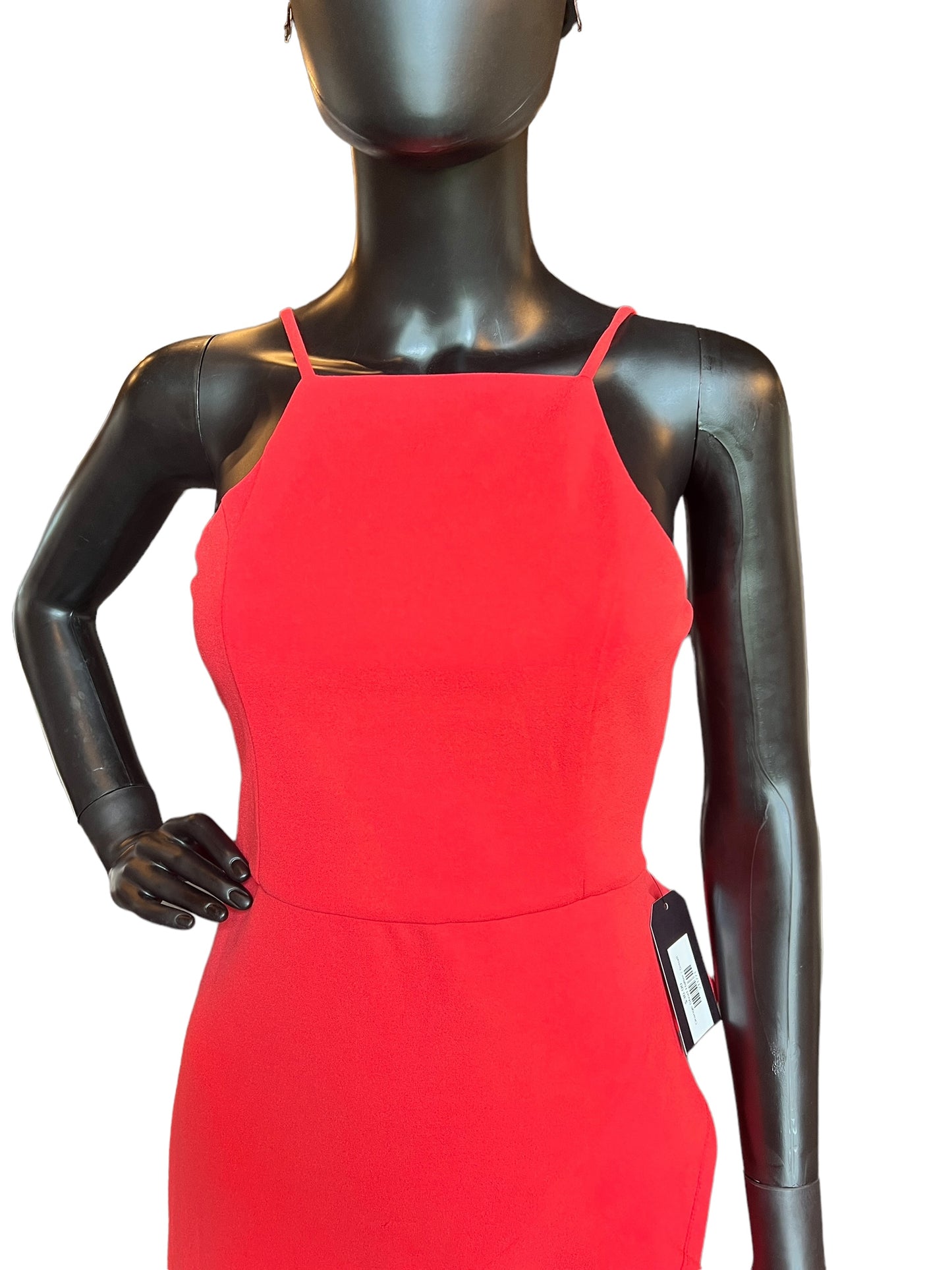 Orange Short Halter Mid-Length Dress