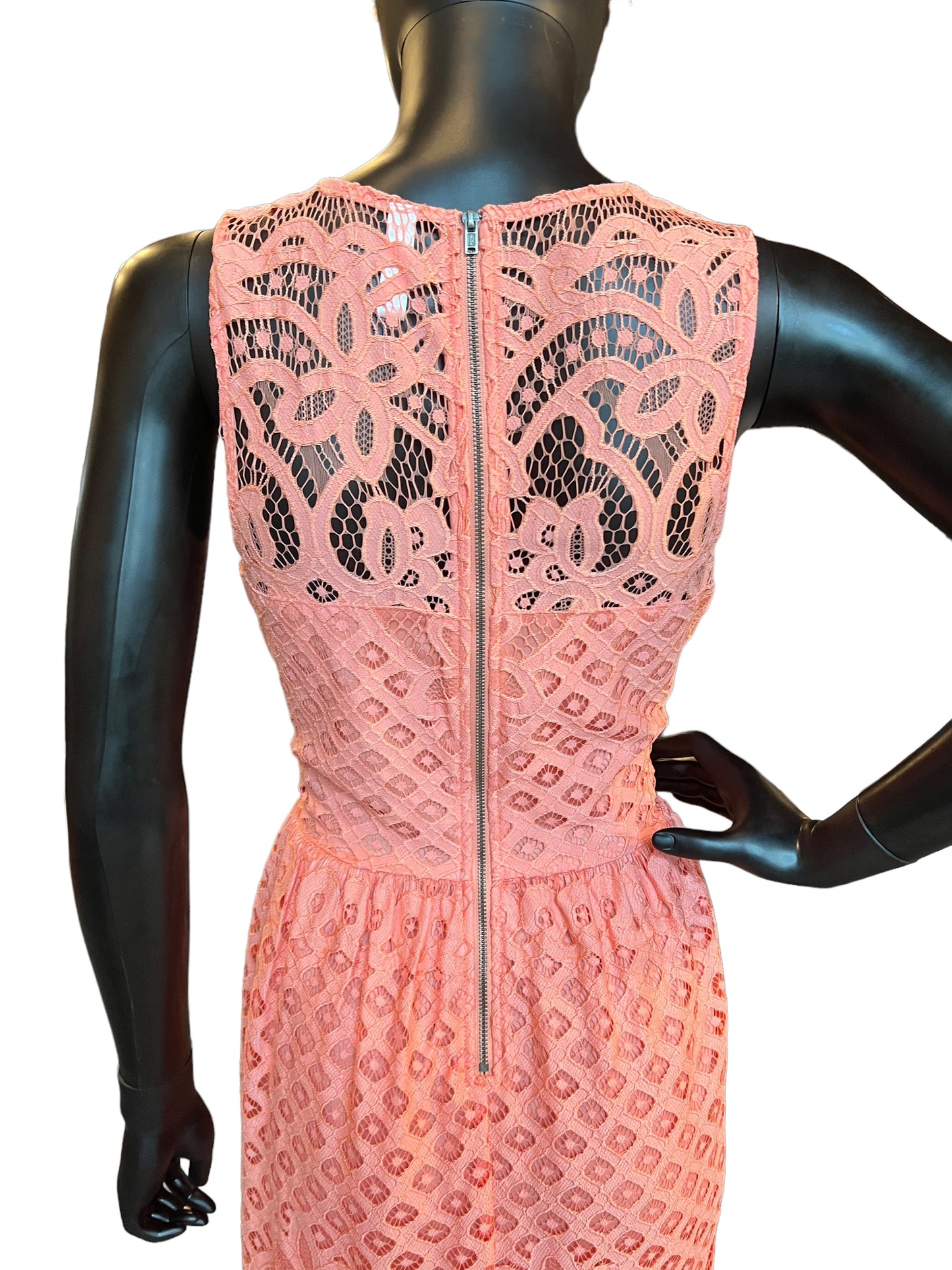 Peach Lace Mid-Length Dress
