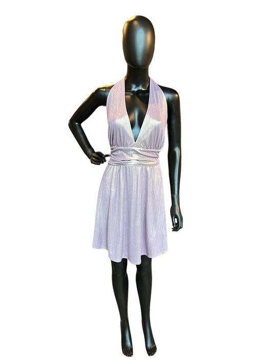 Lavender/Gold Halter Mid-Length Dress
