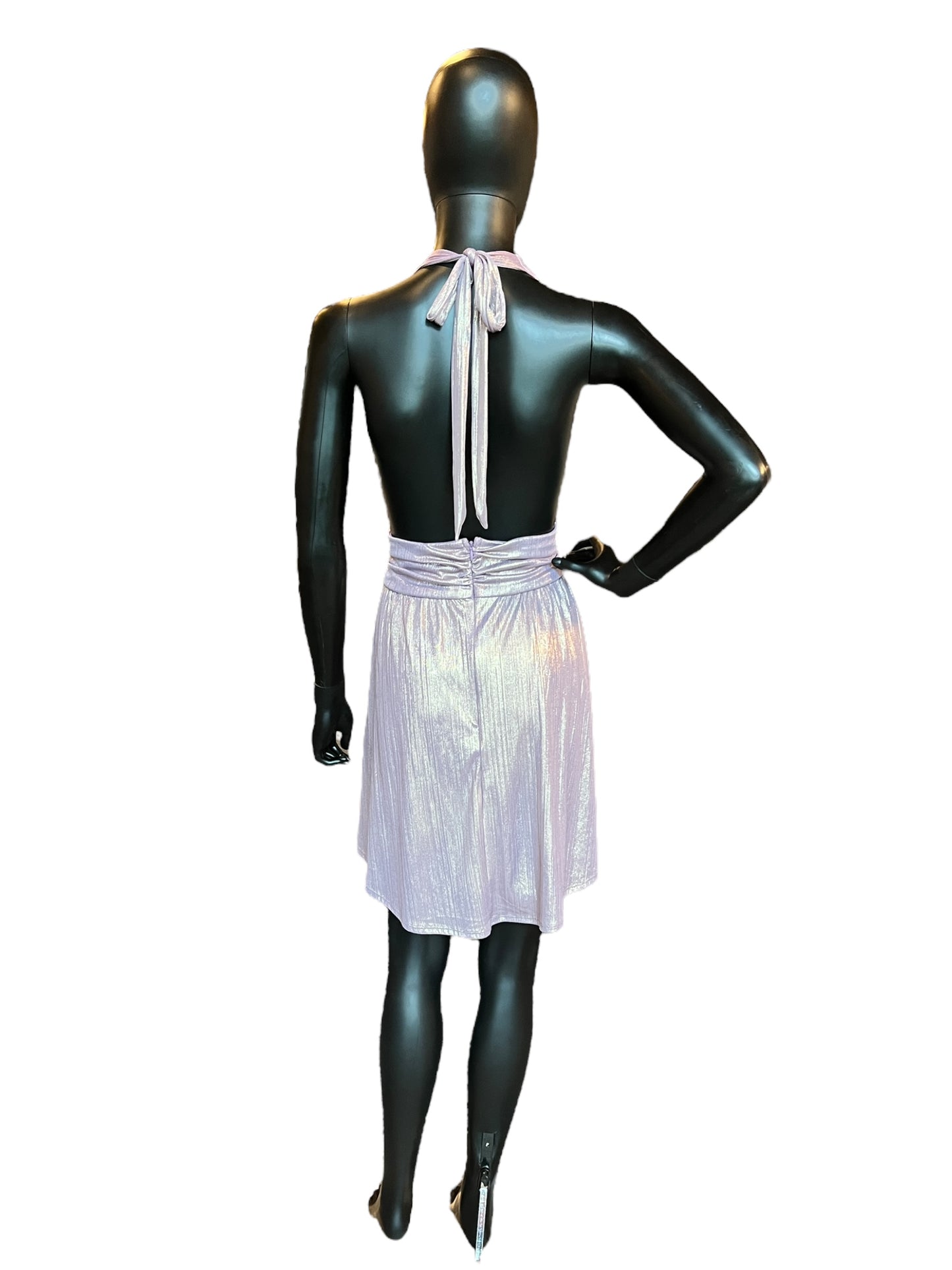 Lavender/Gold Halter Mid-Length Dress