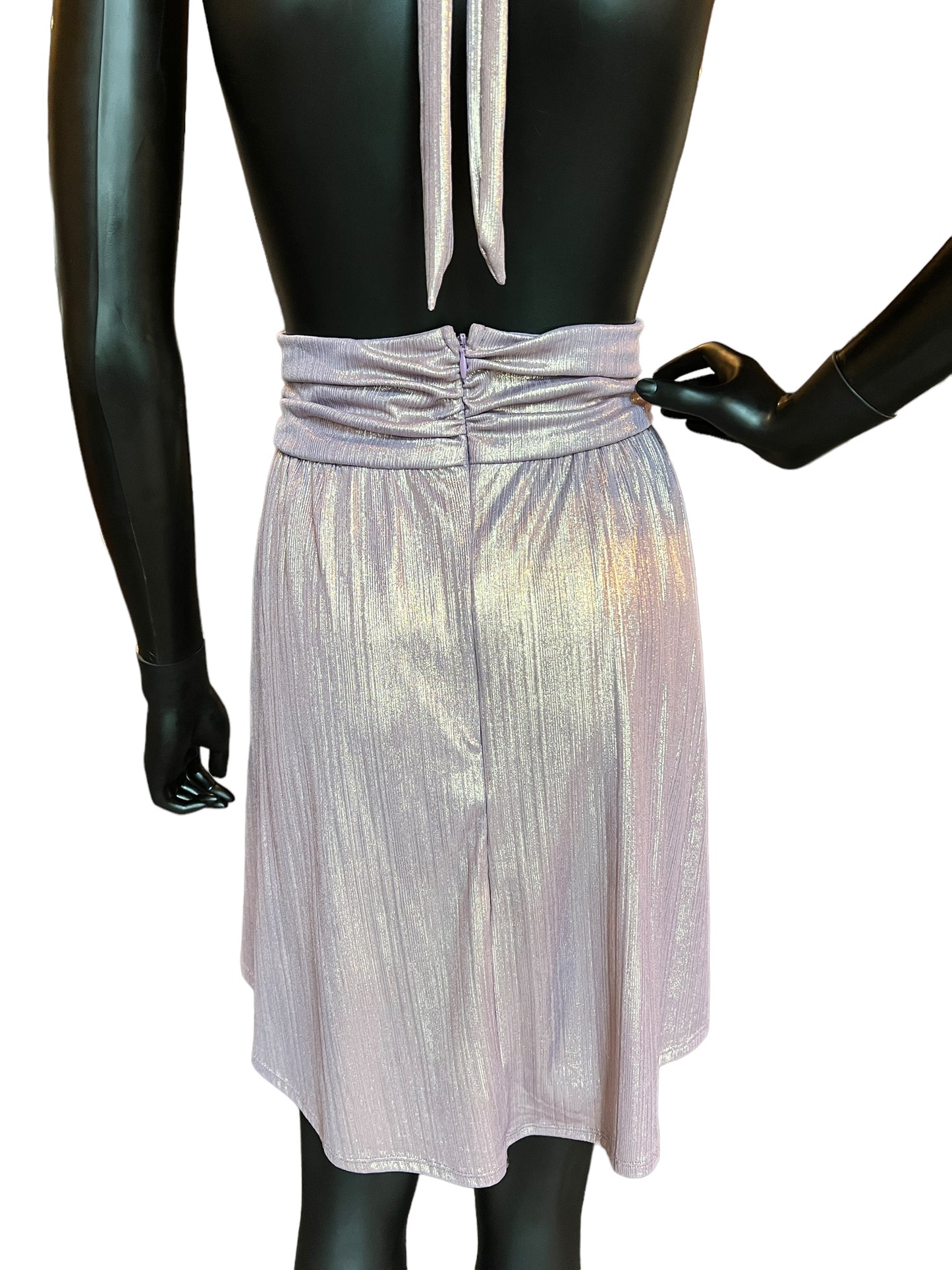 Lavender/Gold Halter Mid-Length Dress