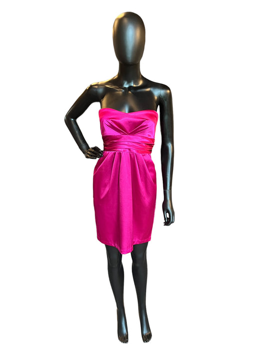 Hot Pink Satin Sweetheart Mid-Length Dress