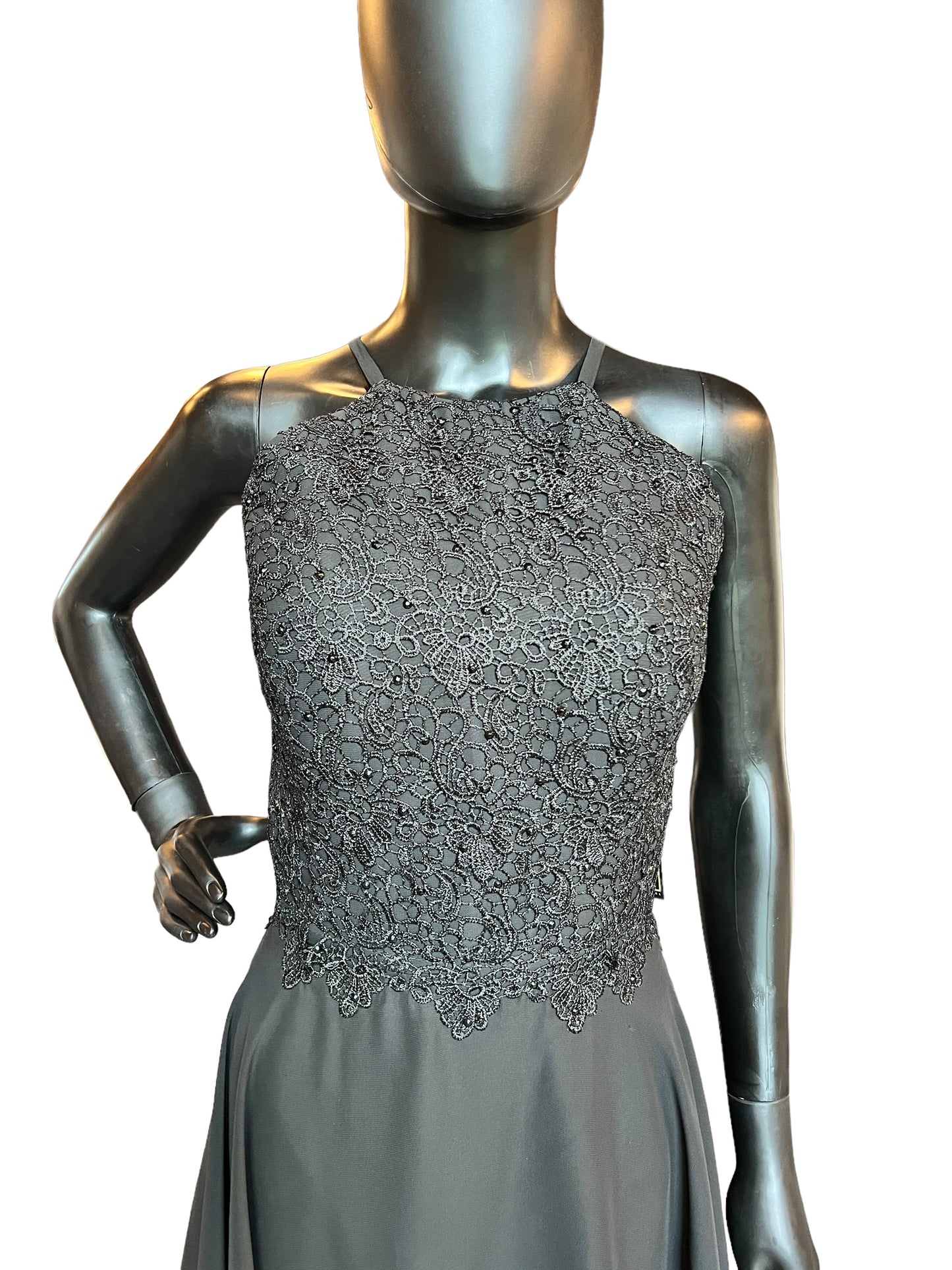 Black Halter Short Chiffon Mid-Length Dress