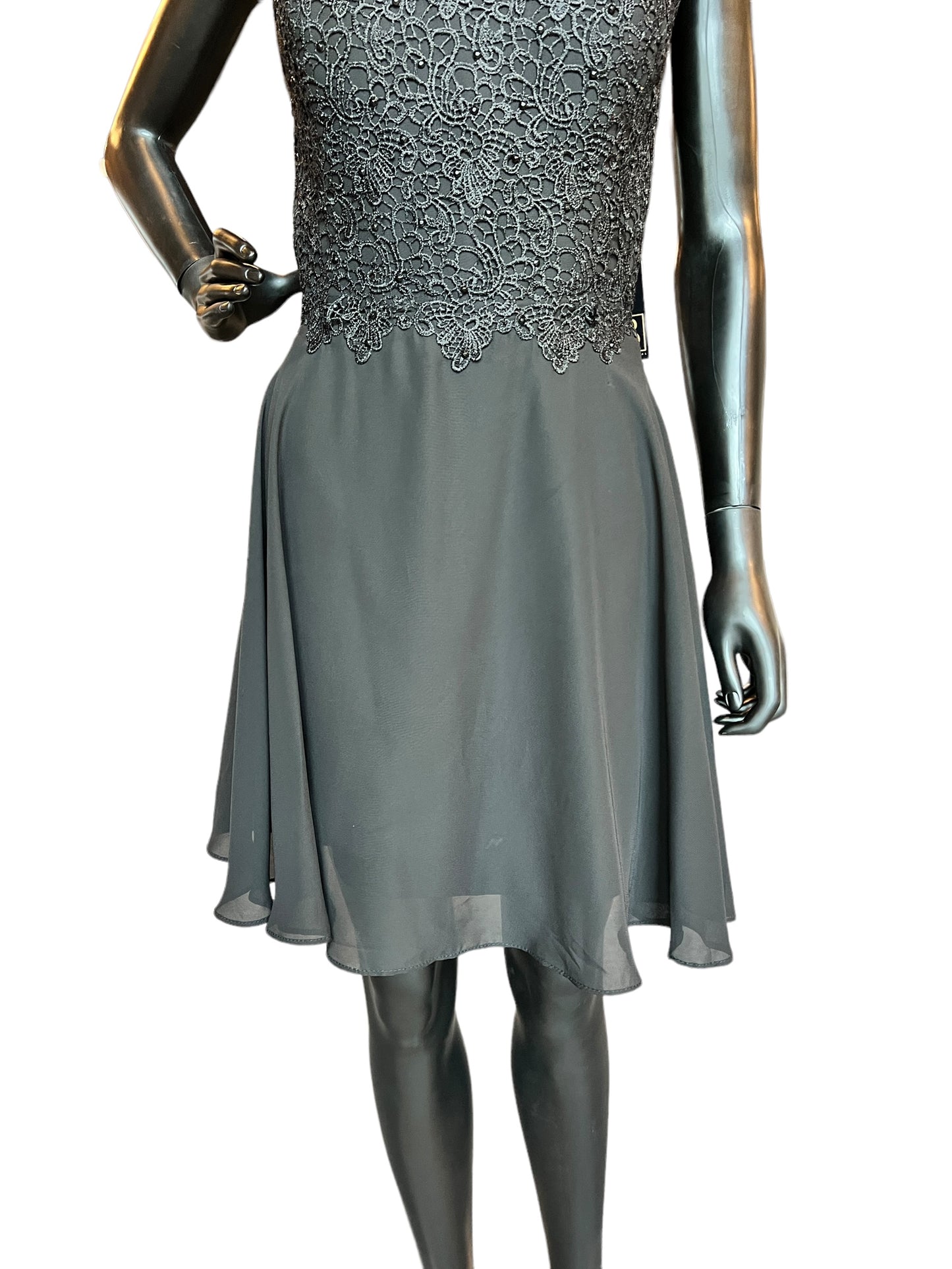 Black Halter Short Chiffon Mid-Length Dress