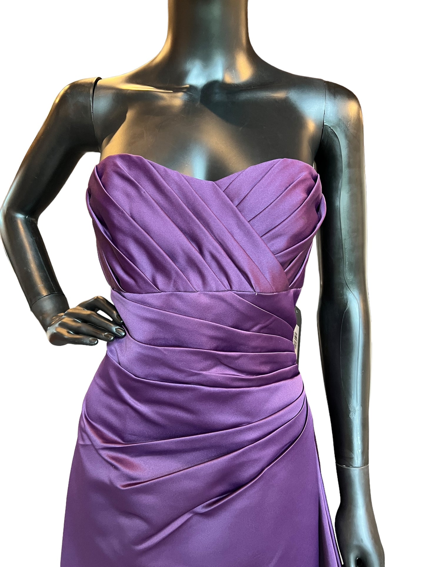 Purple Satin Cocktail Mid-Length Dress