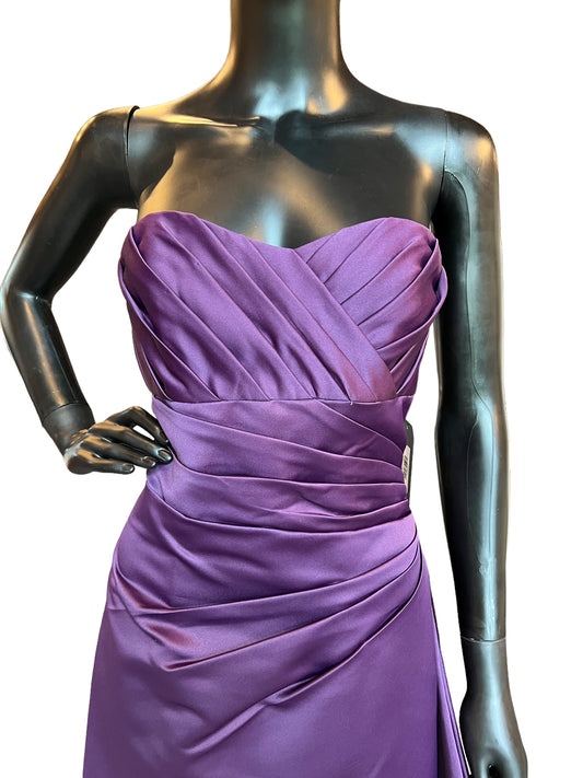 Purple Satin Cocktail Mid-Length Dress