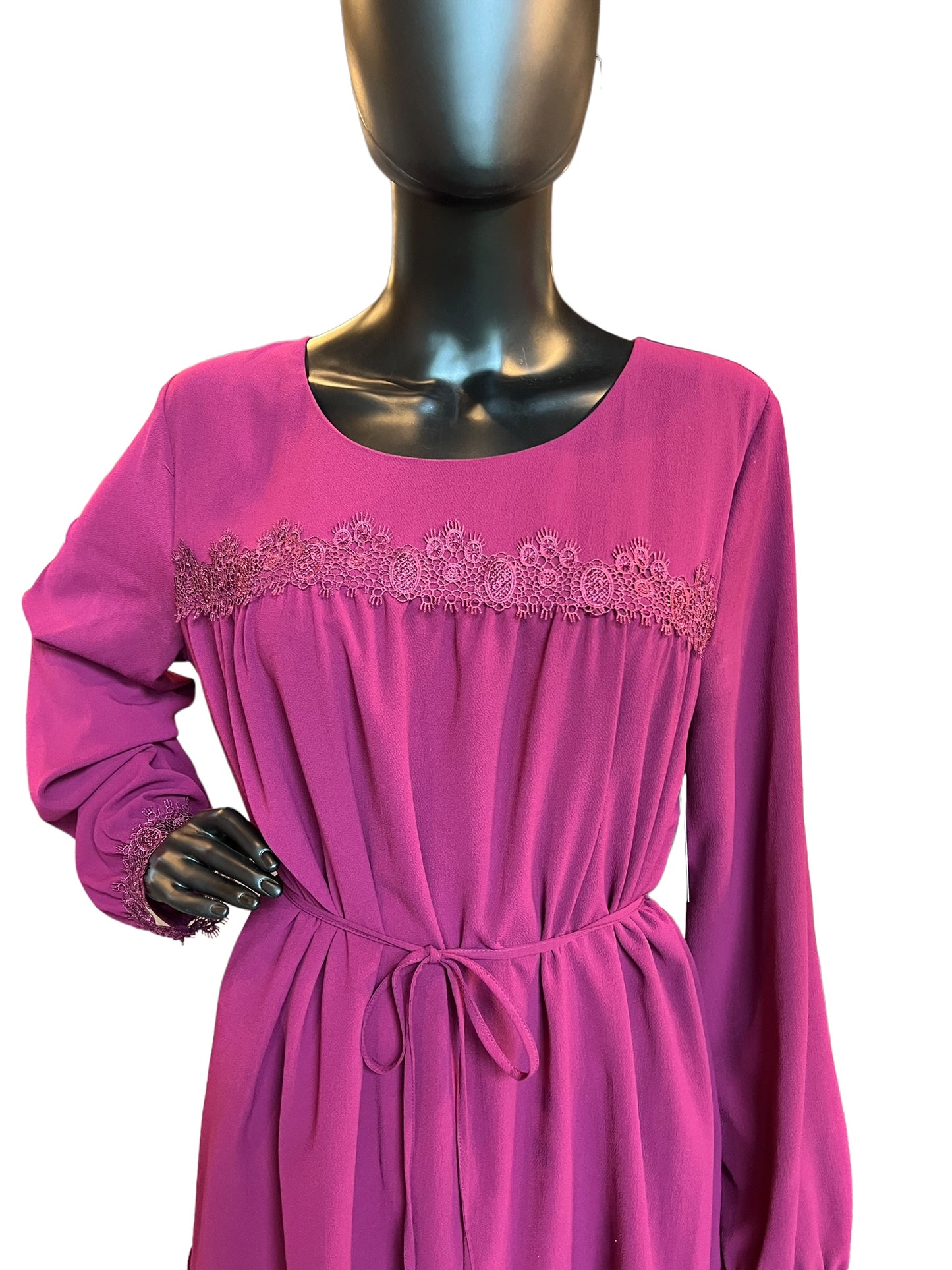 Burgundy Long Sleeve Mid-Length Dress