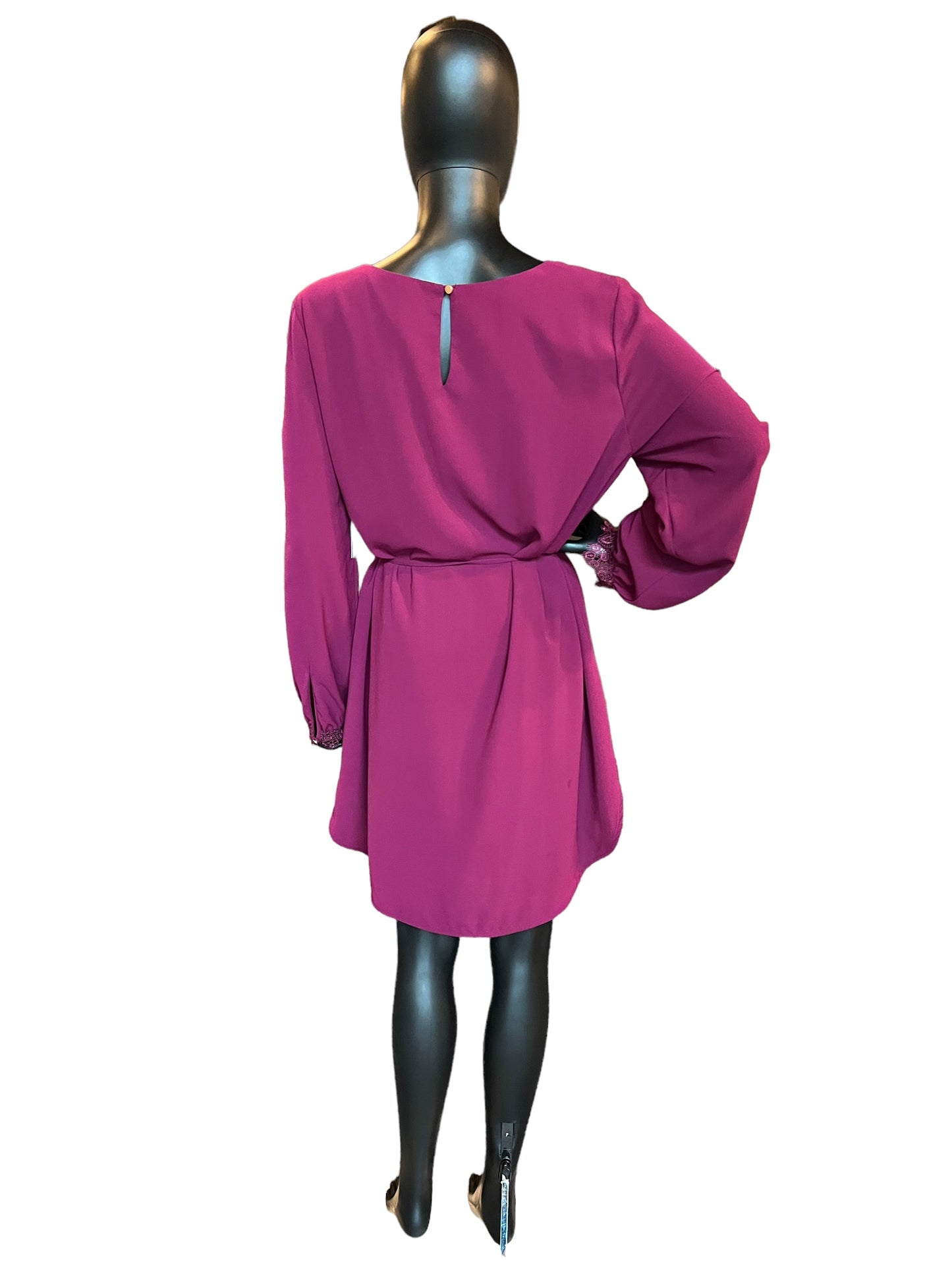 Burgundy Long Sleeve Mid-Length Dress