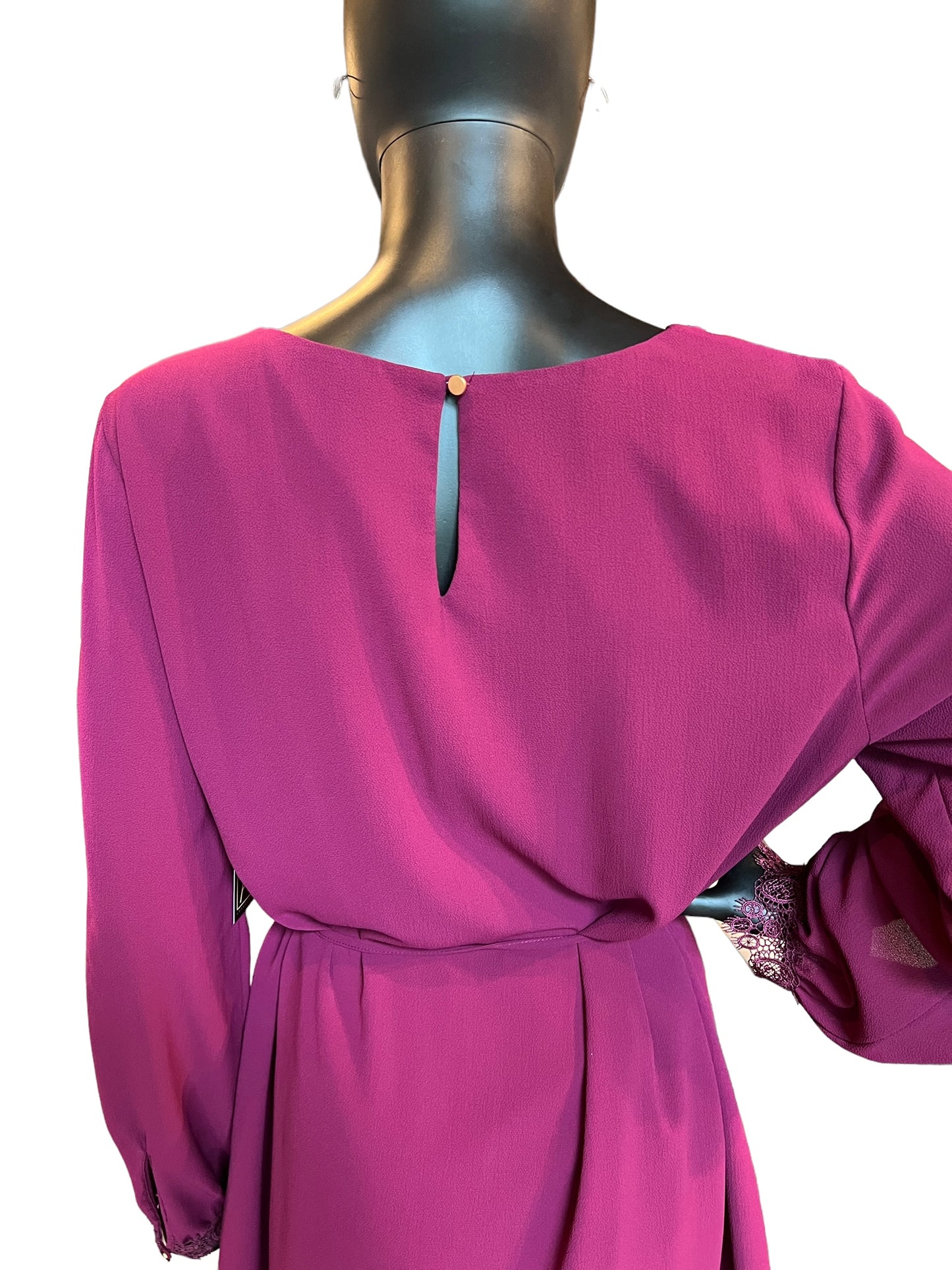 Burgundy Long Sleeve Mid-Length Dress