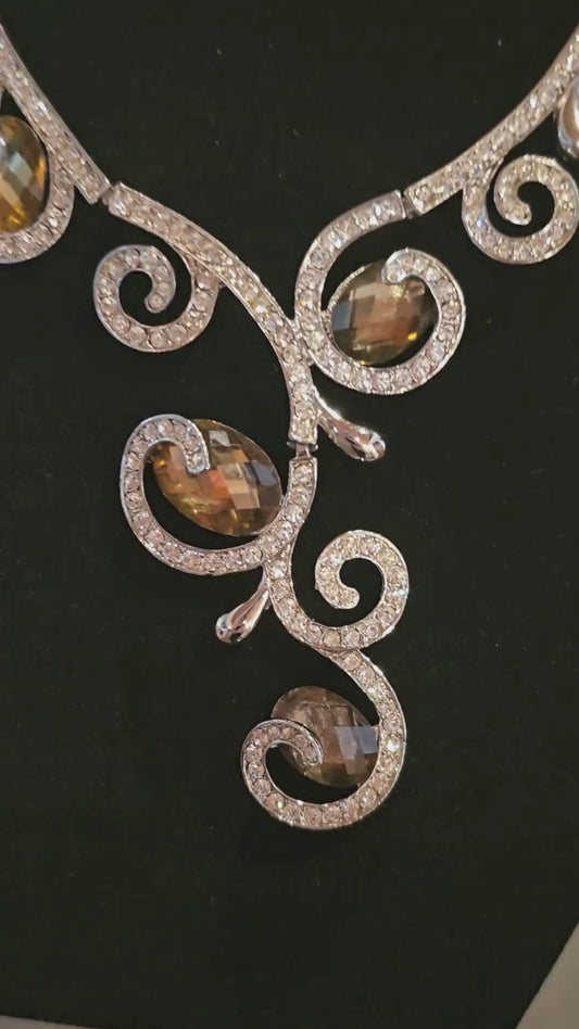 Celadon Crystal Filigree Necklace