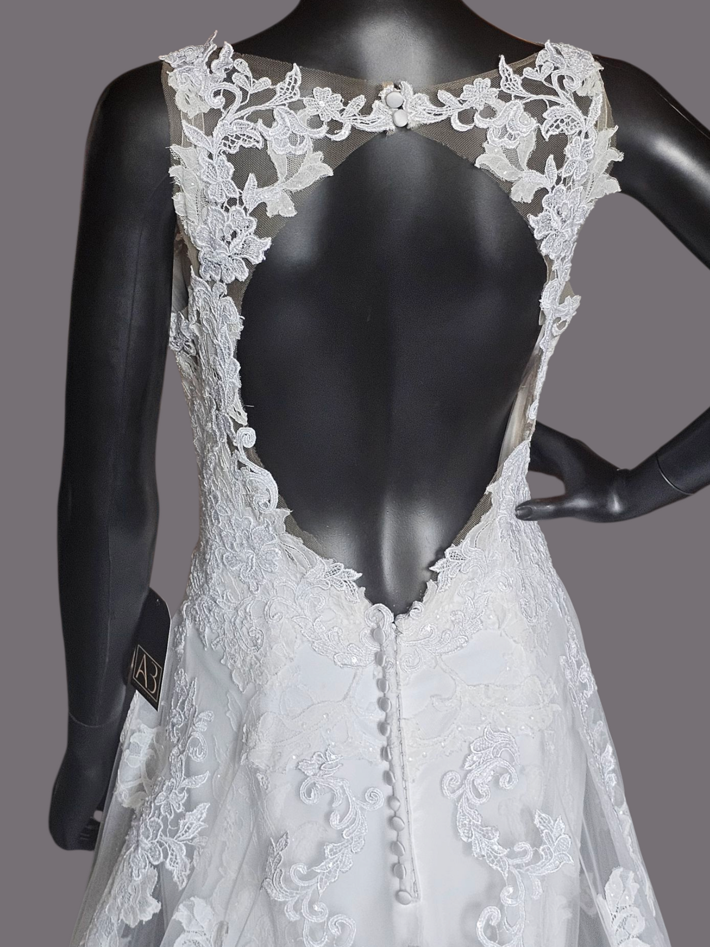 White Lace Illusion Bodice Open Back Wedding Gown - Morilee Madeline Gardner