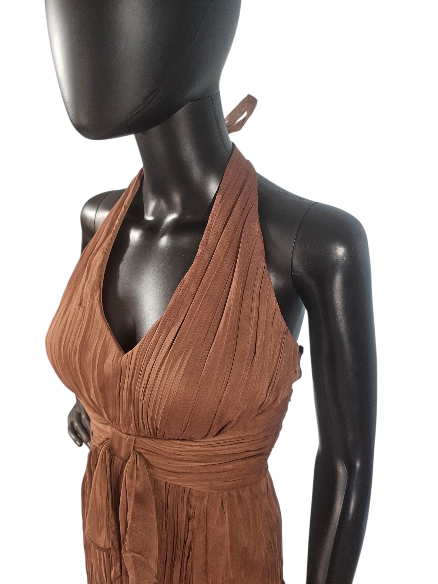 Bronze Chiffon Halter Casual Dress - Sangria