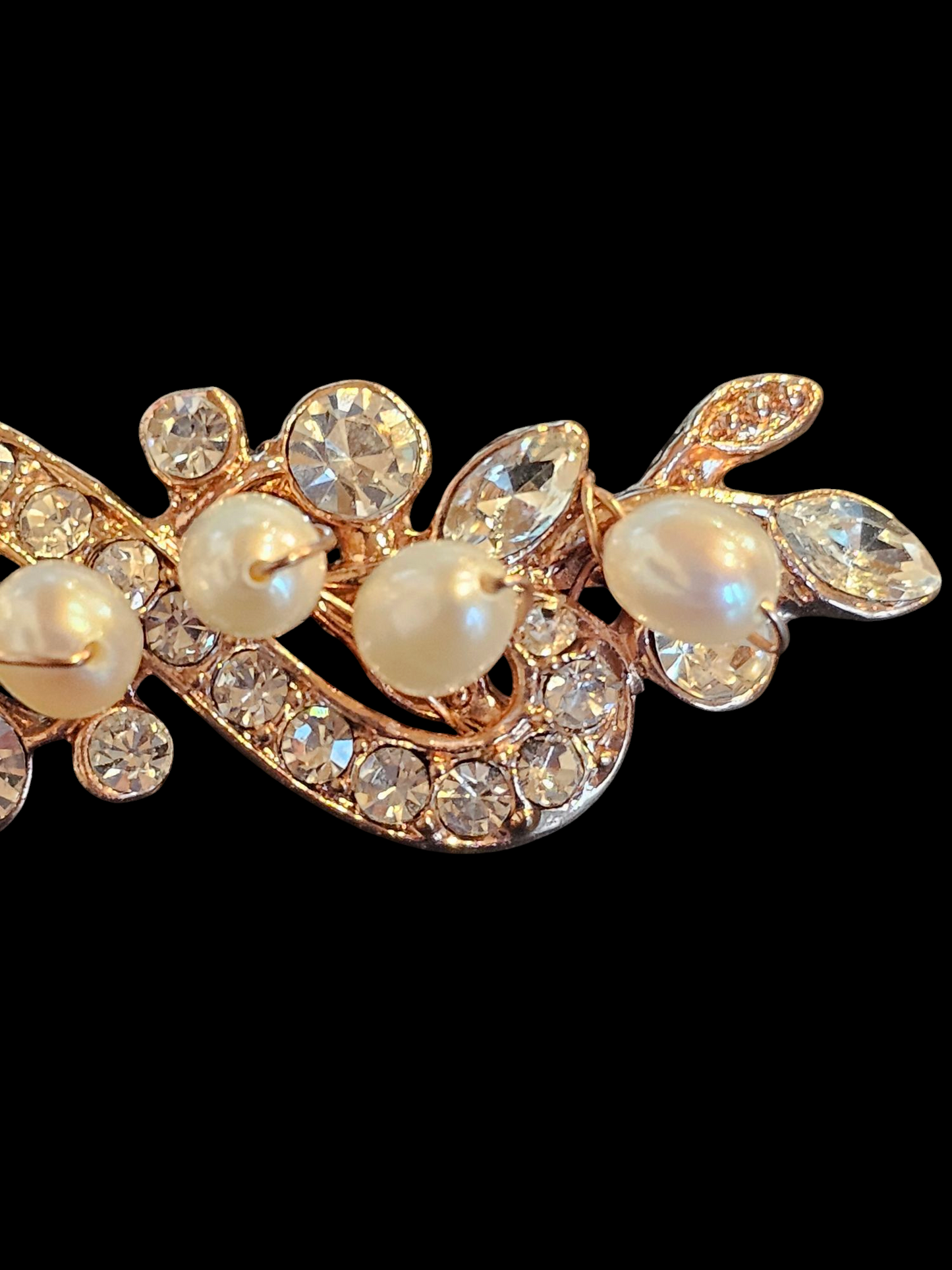 Rose Gold Rhinestone/Freshwater Pearl Hair Pin