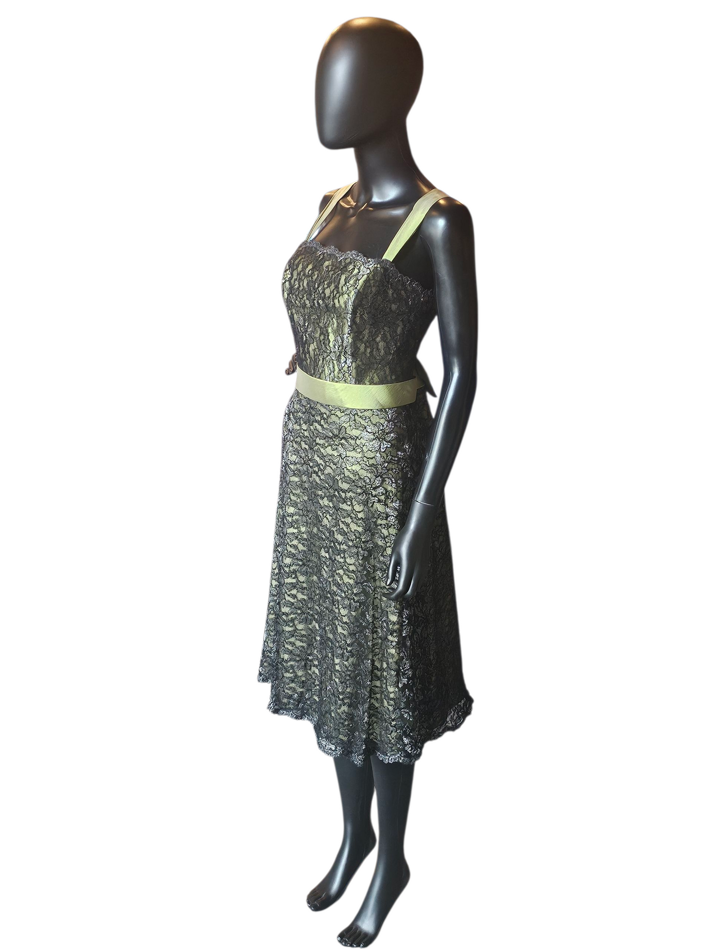 Apple Green/Black Lace A-Line Cocktail Dress - Alexia