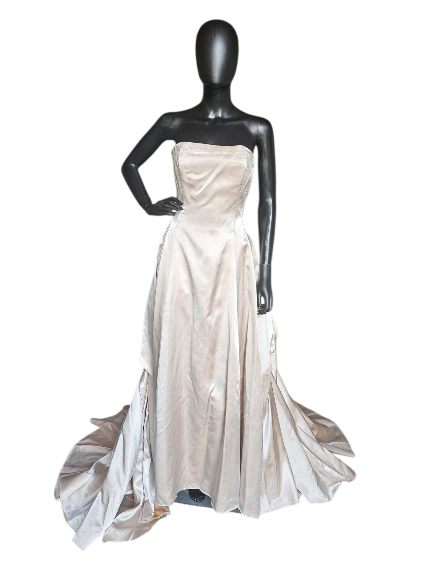 Strapless A-Line Champagne Satin Wedding Gown W/Shrug - Jessica McClintock