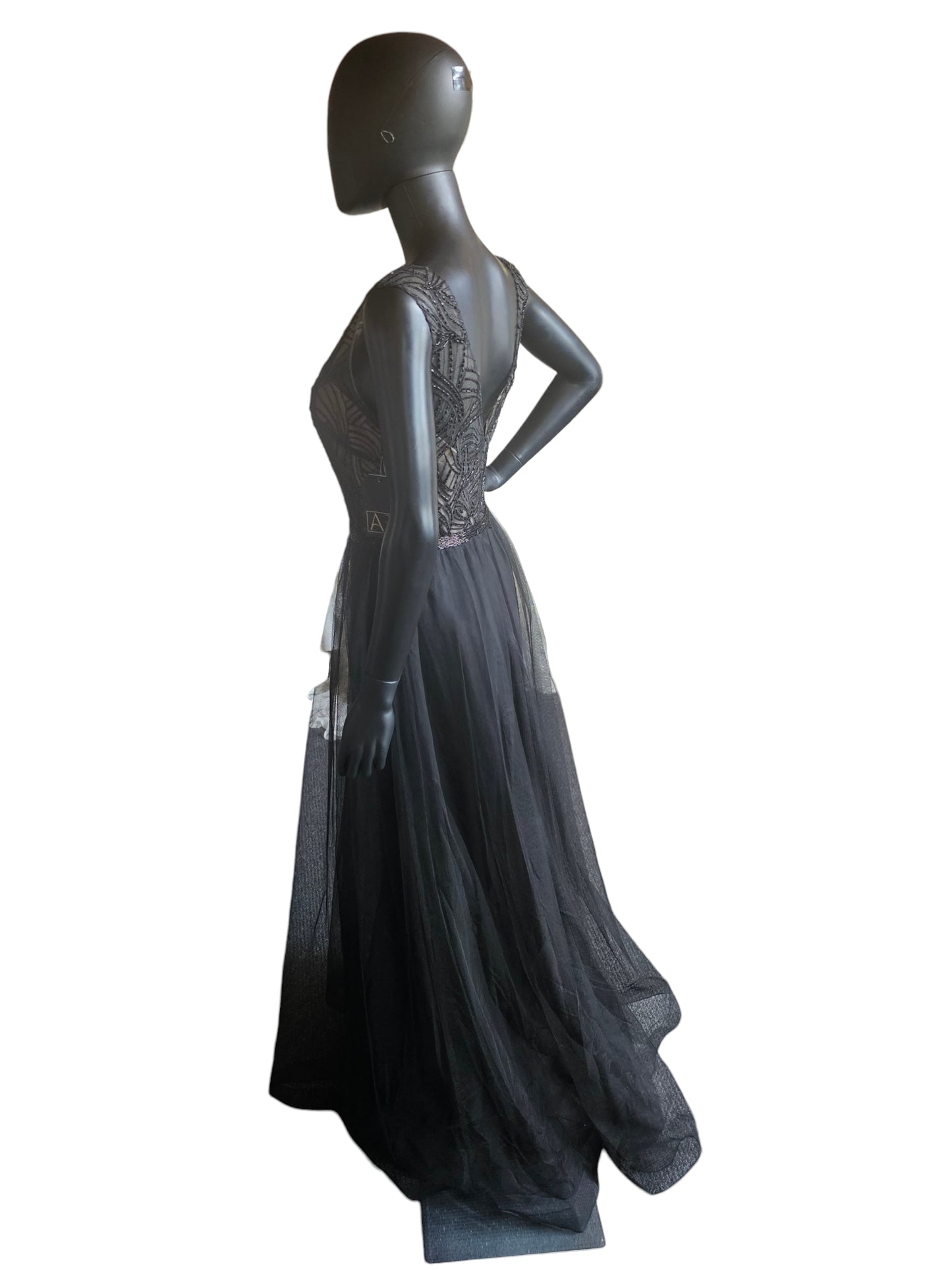 Black Embroidered A-Line - Mori Lee