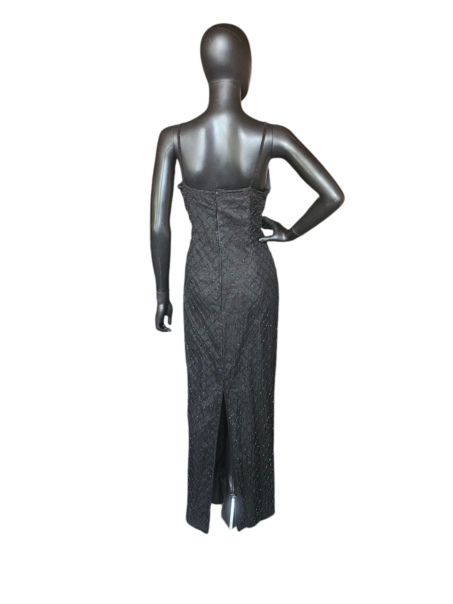 Vintage Black Silk Beaded Formal - Steney